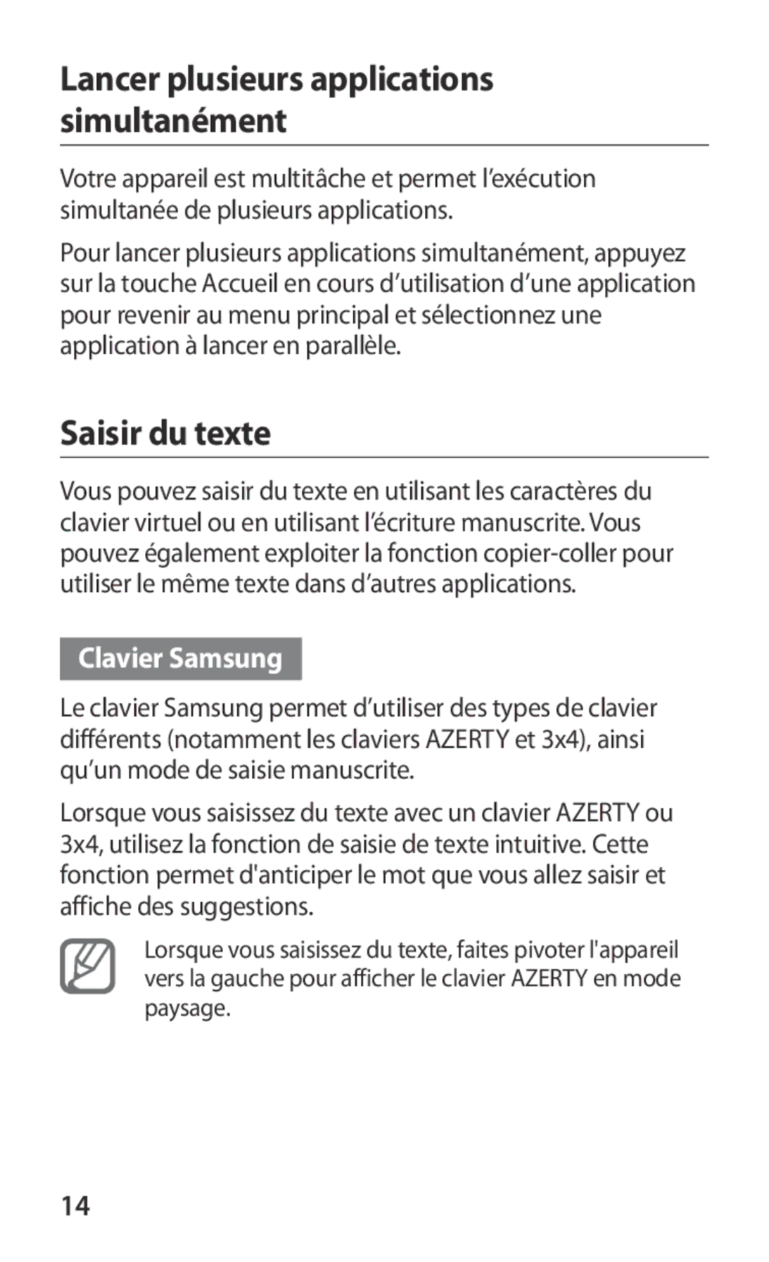 Samsung GT2S5360UWAMTL, GT-S5360TKAGBL, GT2S5360OIAMTL, GT-S5360MAAMTL, GT2S5360OIAGBL manual Saisir du texte, Clavier Samsung 