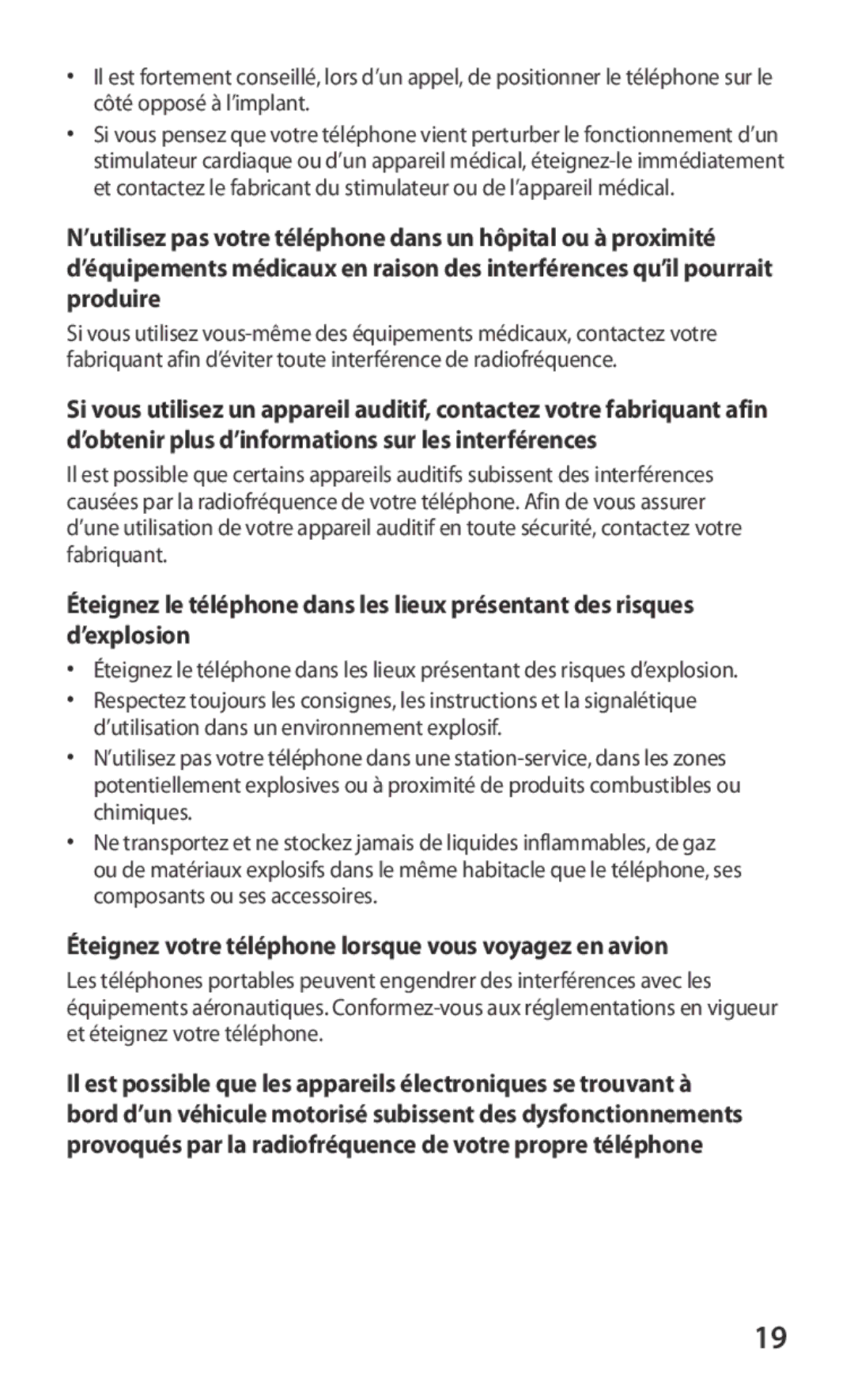 Samsung GT2S5360TKAGBL, GT-S5360TKAGBL, GT2S5360OIAMTL manual Éteignez votre téléphone lorsque vous voyagez en avion 