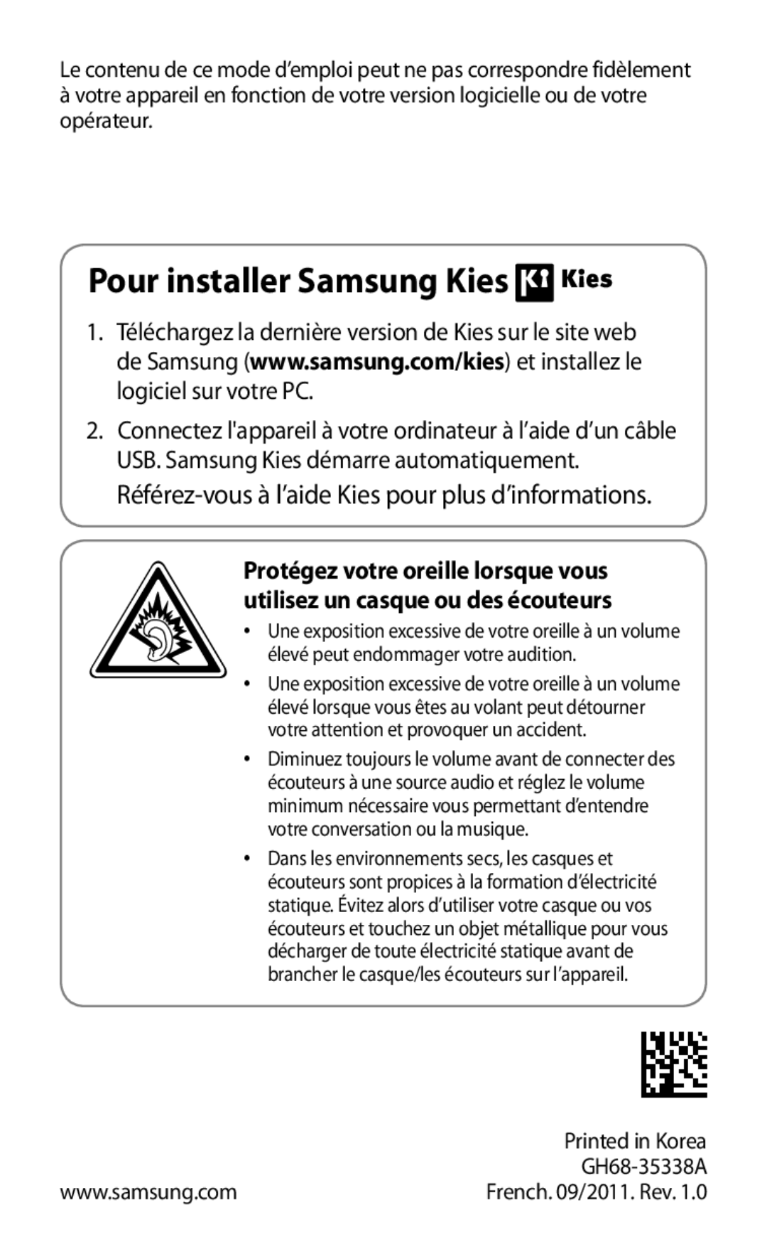 Samsung GT-S5360TKAGBL, GT2S5360OIAMTL, GT-S5360MAAMTL, GT2S5360OIAGBL, GT2S5360TKAGBL manual Pour installer Samsung Kies 