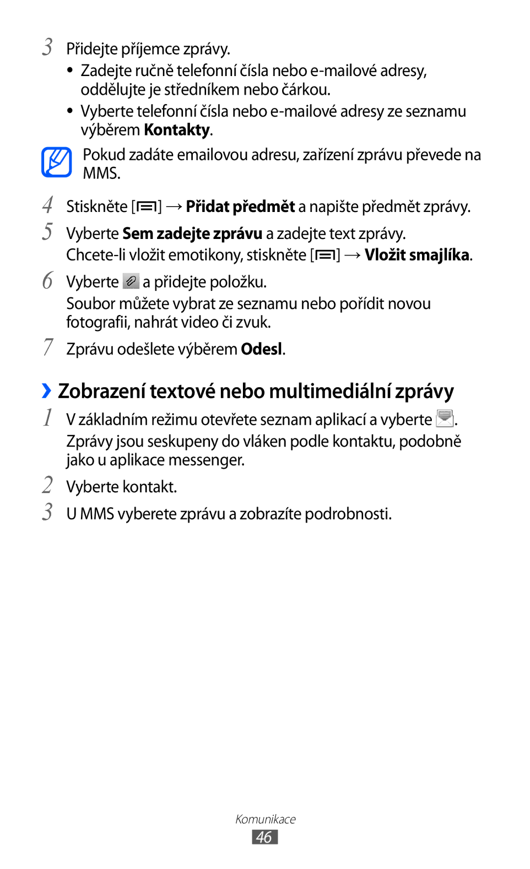 Samsung GT-S5360UWHTMS, GT-S5360UWACOS, GT2S5360UWAXEZ, GT2S5360OIATMS manual ››Zobrazení textové nebo multimediální zprávy 