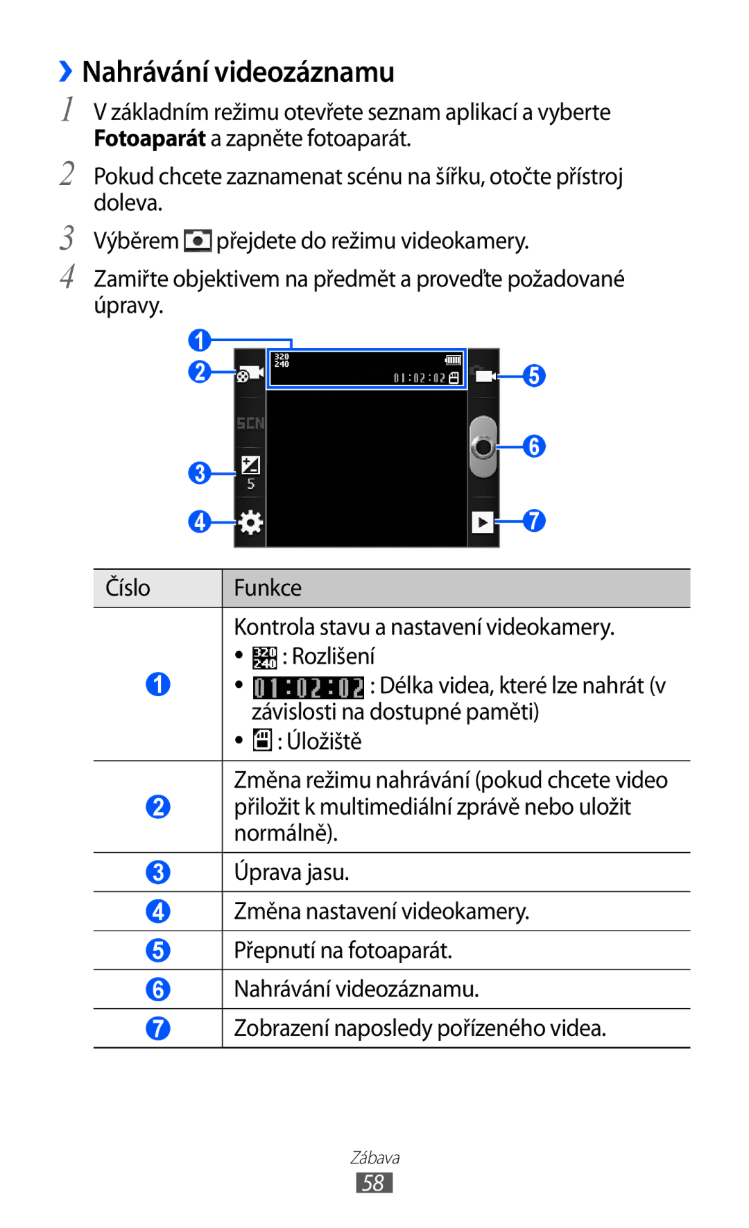 Samsung GT2S5360MAAXSK, GT-S5360UWACOS, GT2S5360UWAXEZ manual ››Nahrávání videozáznamu, Závislosti na dostupné paměti 