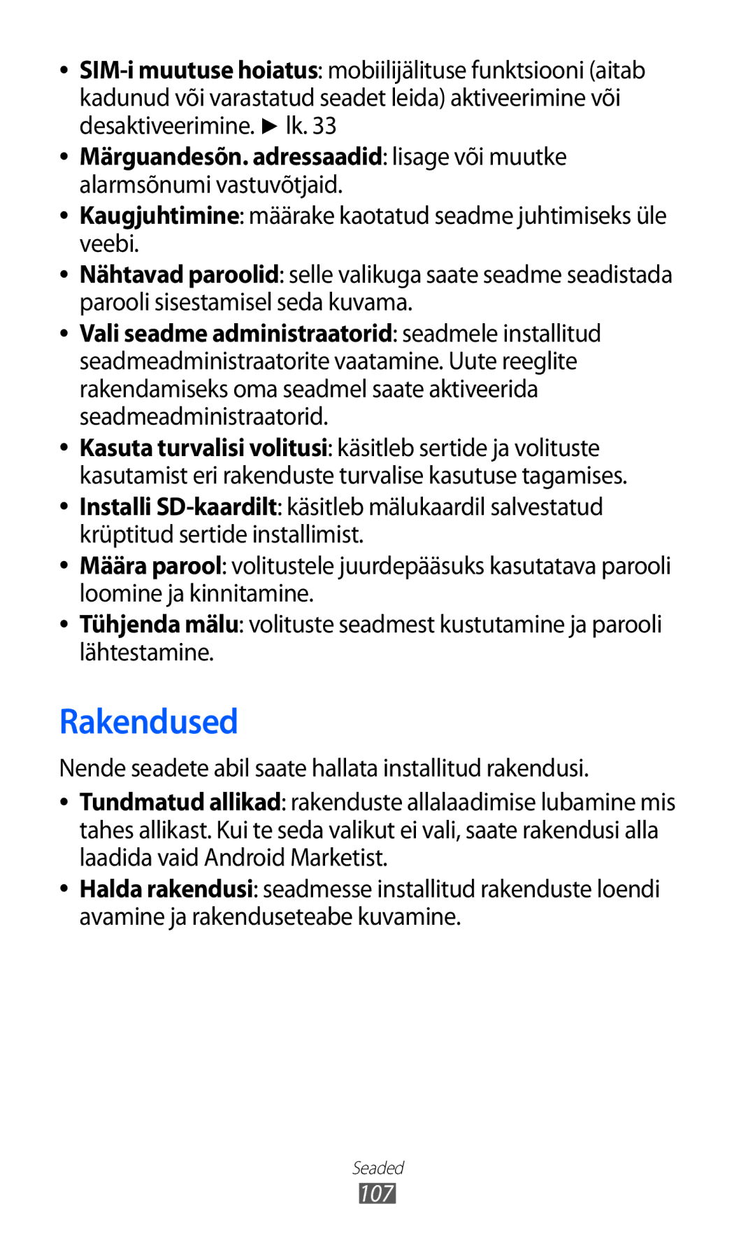 Samsung GT-S5360UWASEB, GT-S5360UWHSEB, GT-S5360TKASEB, GT-S5360OIASEB, GT-S5360MAASEB manual Rakendused 