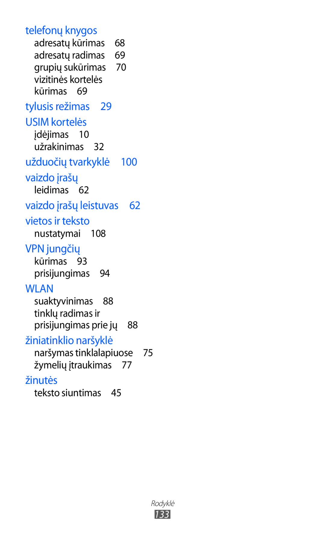 Samsung GT-S5360OIASEB, GT-S5360UWHSEB, GT-S5360TKASEB, GT-S5360UWASEB, GT-S5360MAASEB manual Wlan, 133 