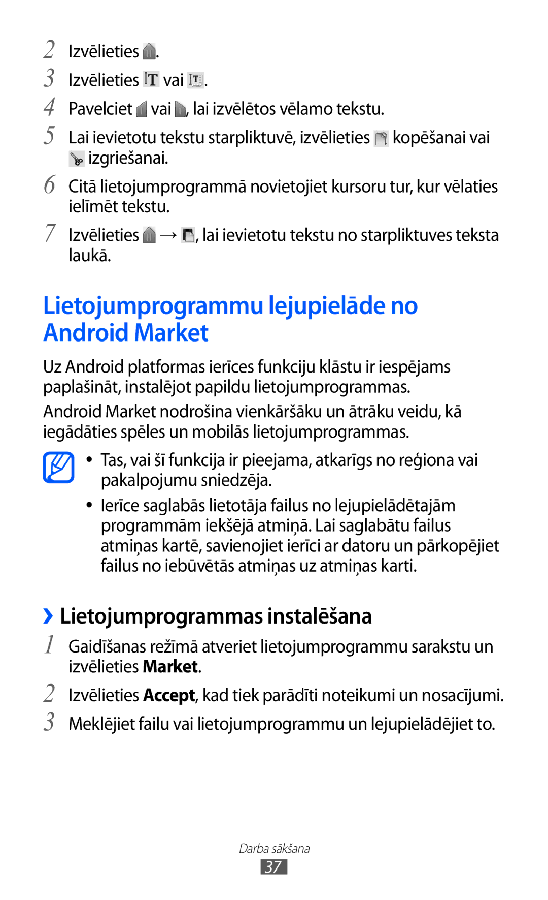 Samsung GT-S5360UWASEB Lietojumprogrammu lejupielāde no Android Market, ››Lietojumprogrammas instalēšana, Izvēlieties 