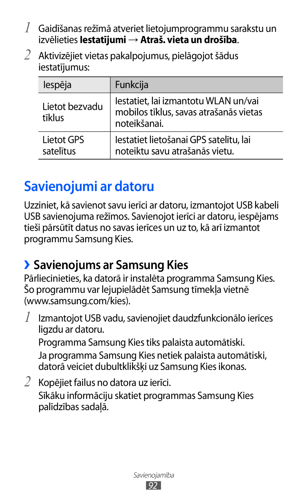 Samsung GT-S5360UWASEB, GT-S5360UWHSEB, GT-S5360TKASEB manual Savienojumi ar datoru, ››Savienojums ar Samsung Kies, Tīklus 