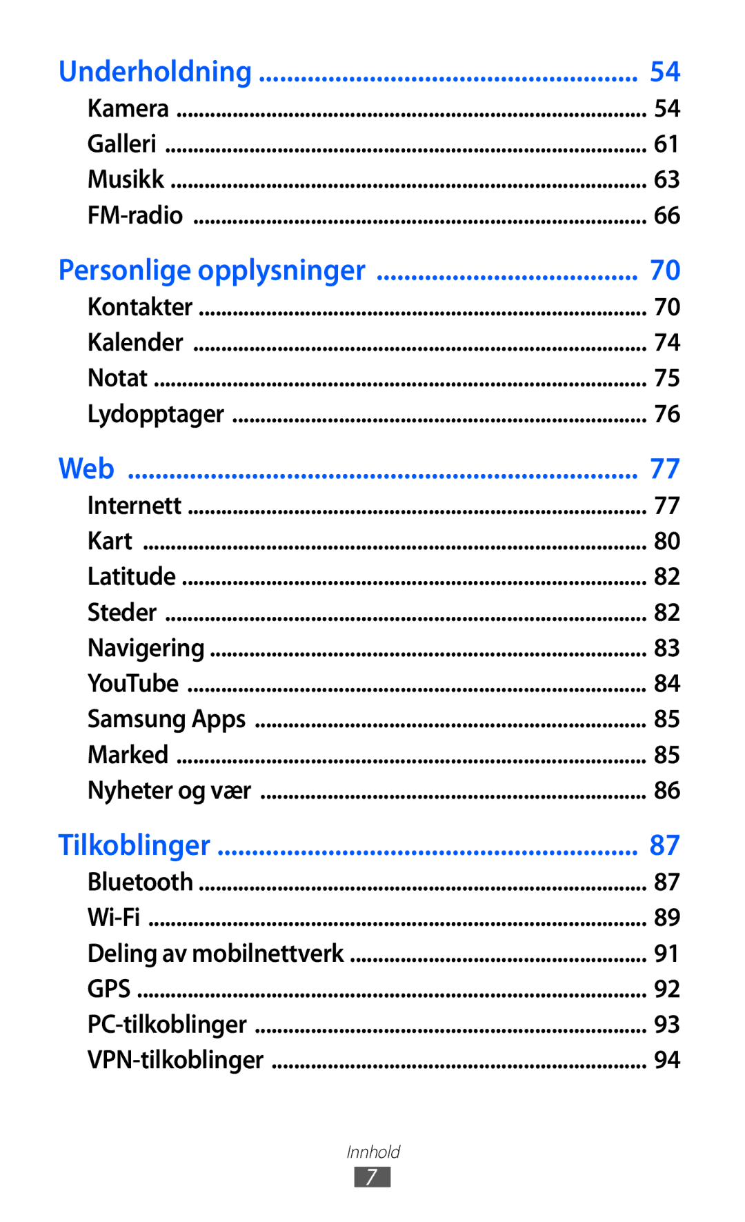 Samsung GT-S5363AAANEE manual Underholdning 