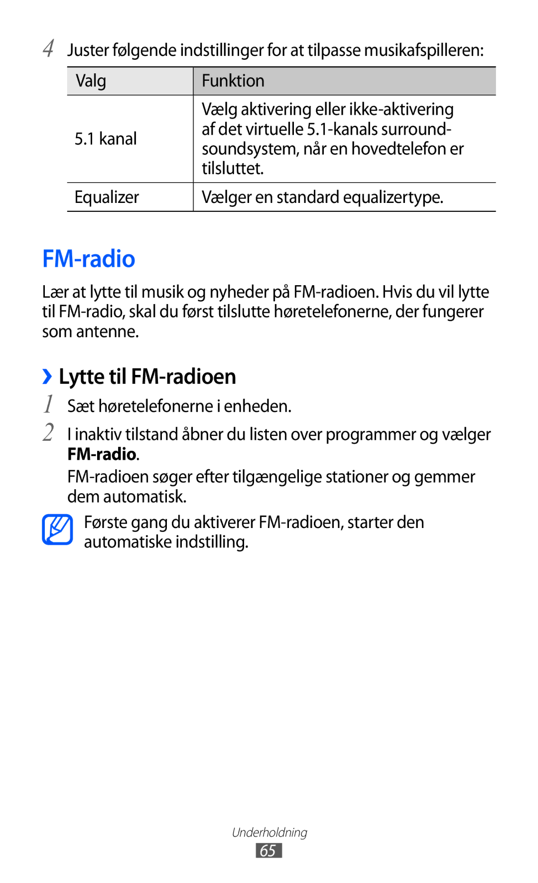 Samsung GT-S5363AAANEE manual ››Lytte til FM-radioen 