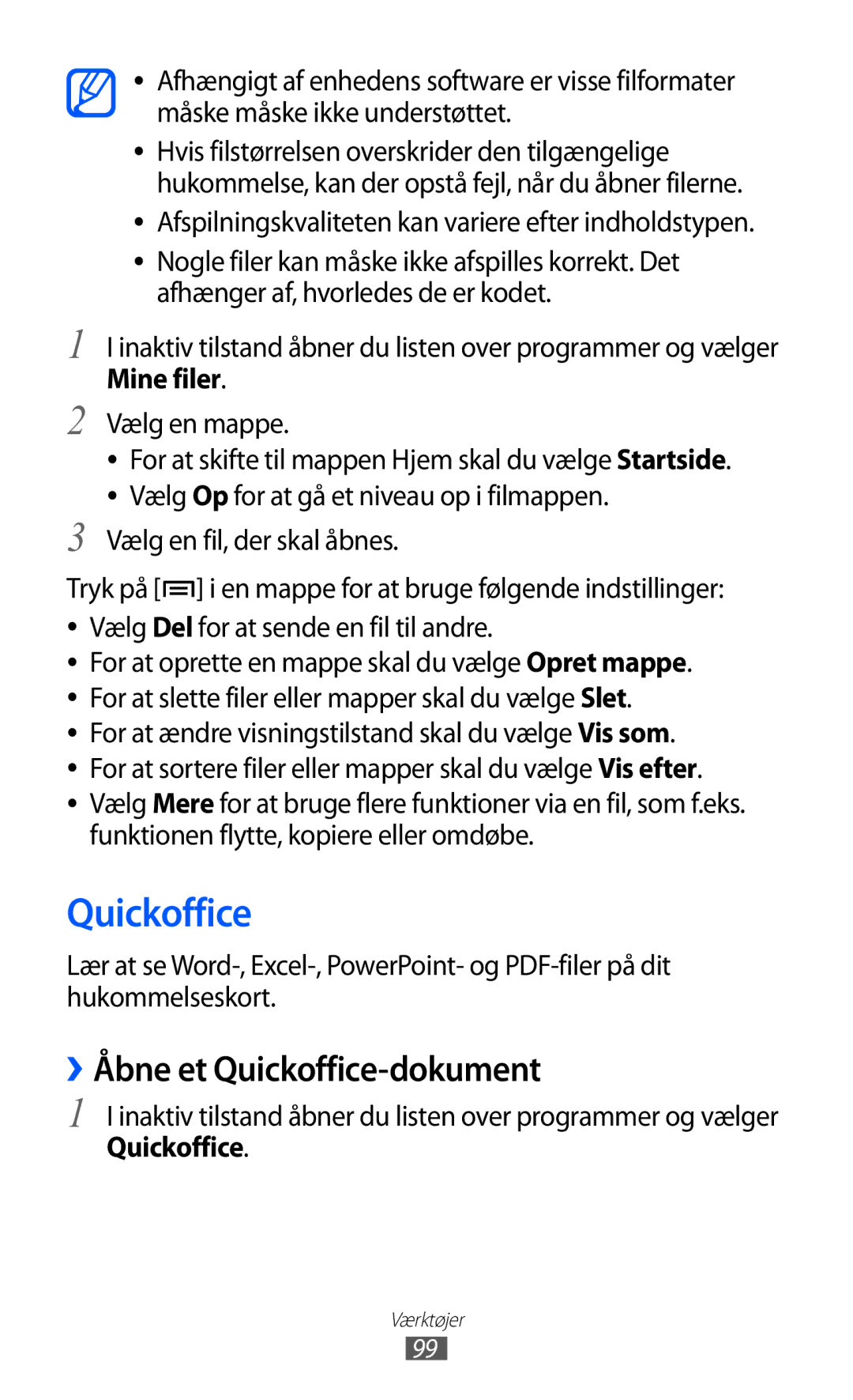 Samsung GT-S5363AAANEE manual ››Åbne et Quickoffice-dokument 