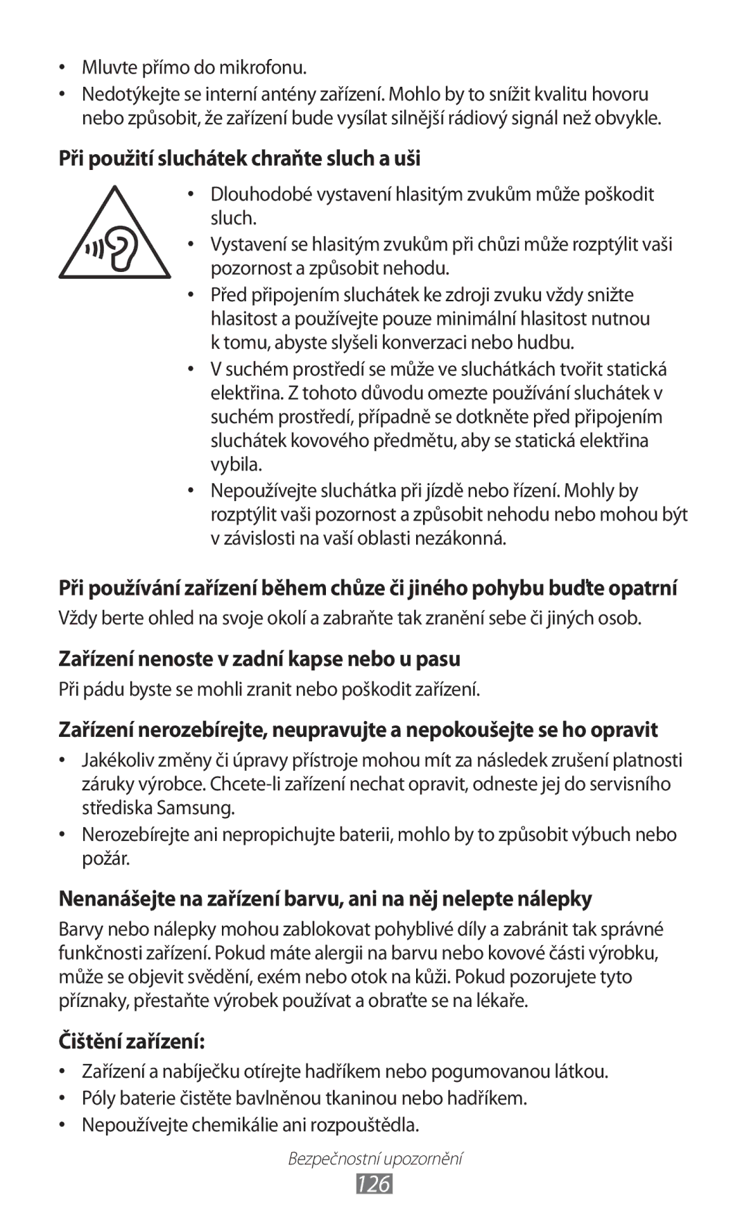 Samsung GT-S5363AAAO2C, GT2S5363AAAO2C manual 126, Mluvte přímo do mikrofonu 