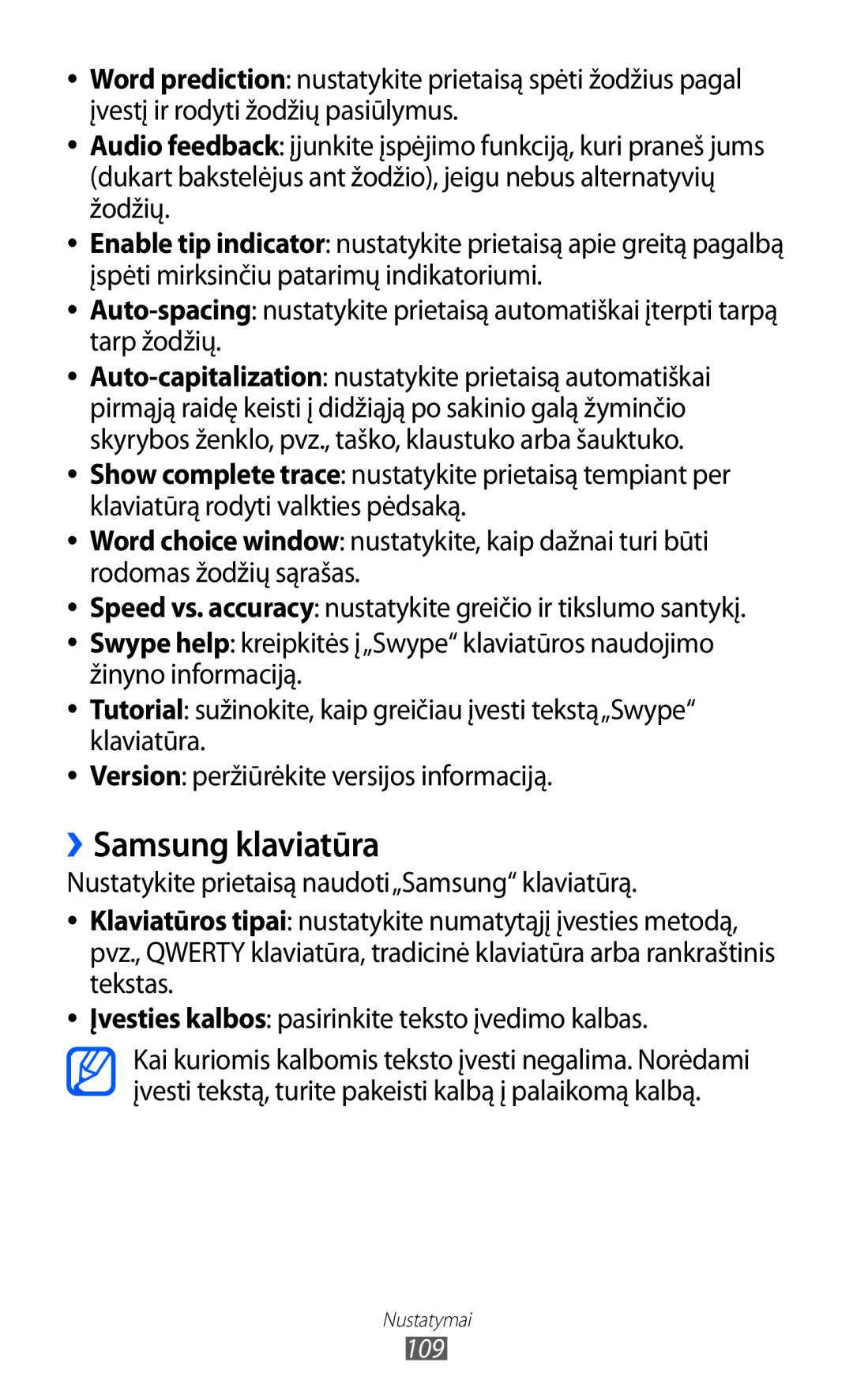 Samsung GT-S5363AAASEB manual ››Samsung klaviatūra, 109 