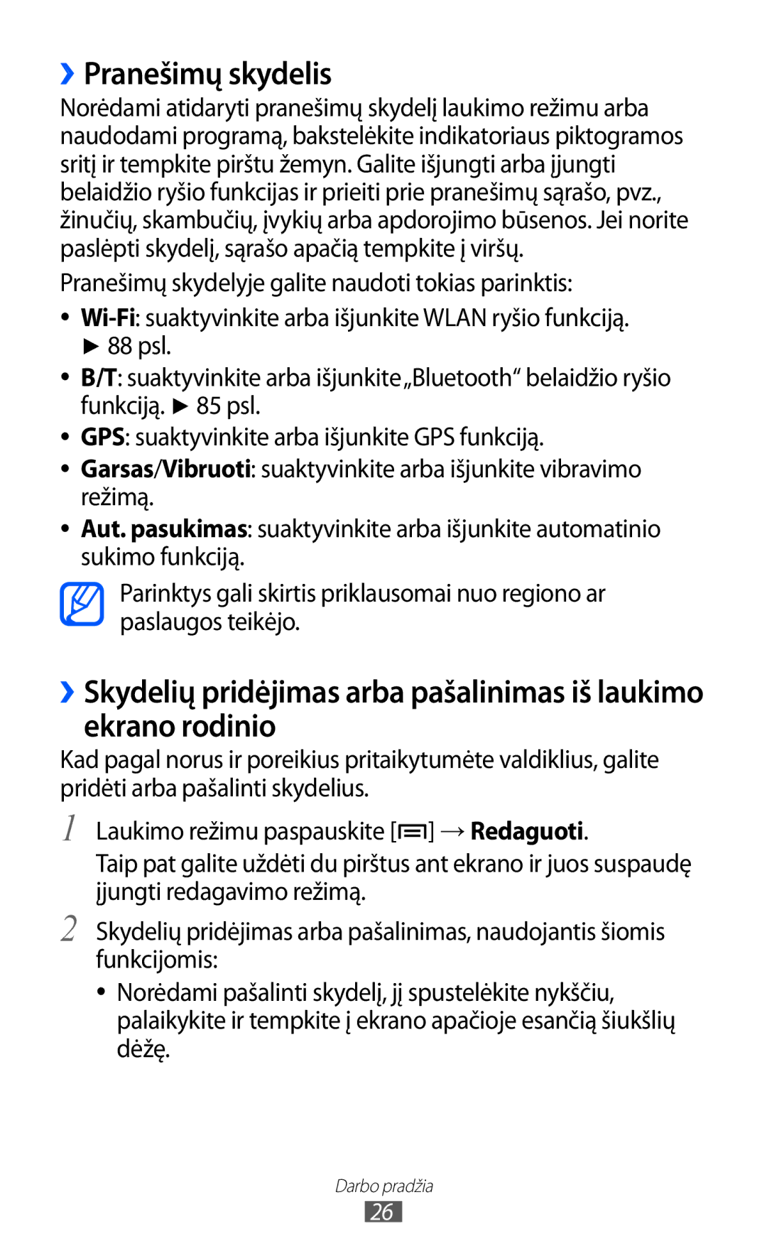 Samsung GT-S5363AAASEB manual ››Pranešimų skydelis 