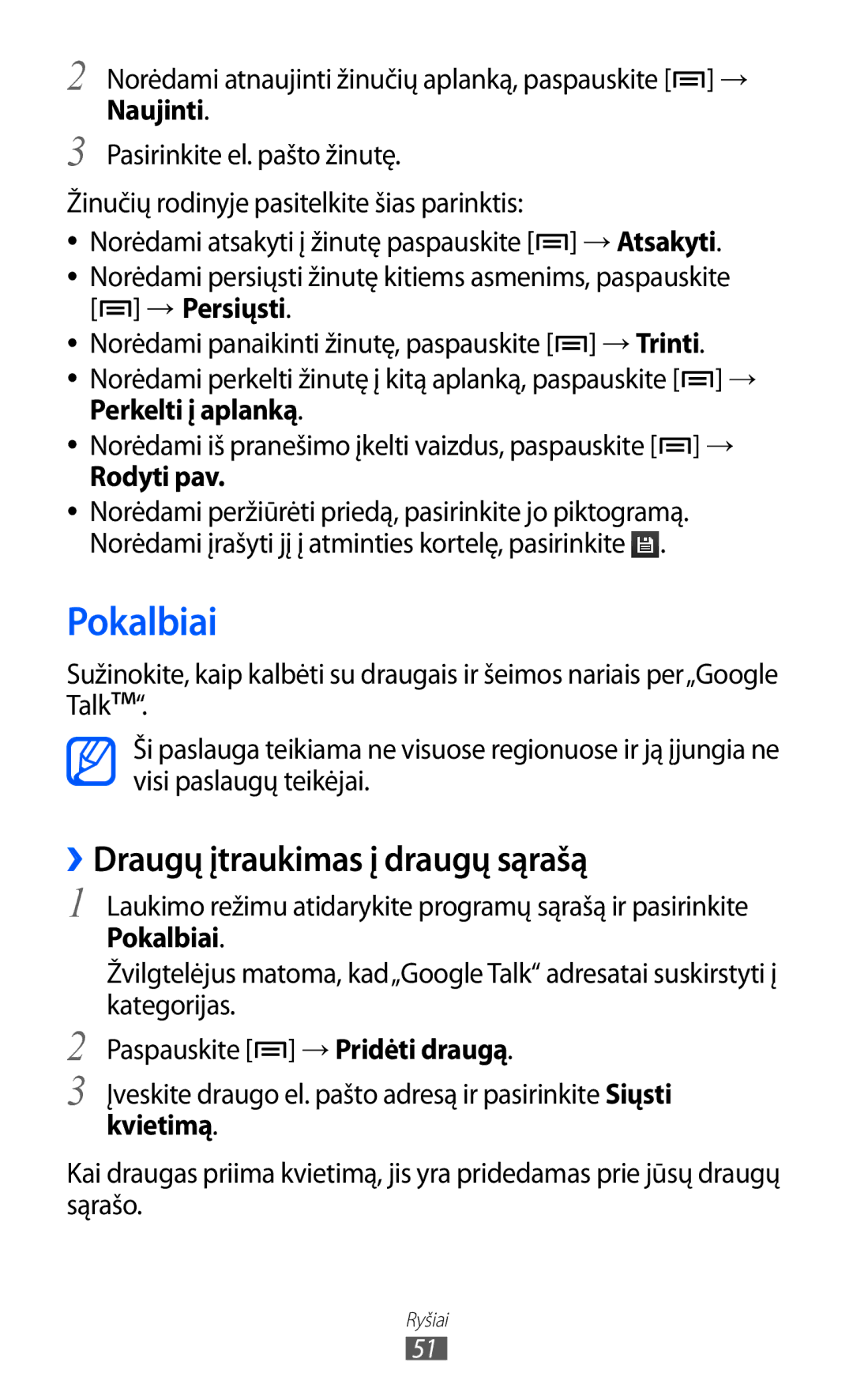 Samsung GT-S5363AAASEB manual Pokalbiai, ››Draugų įtraukimas į draugų sąrašą 