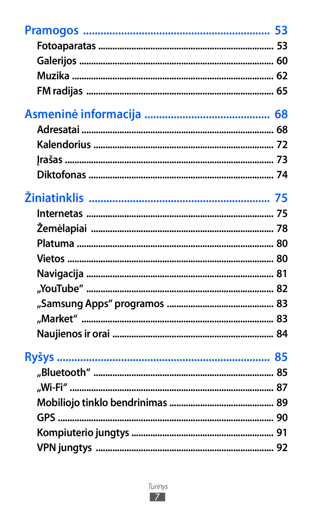 Samsung GT-S5363AAASEB manual Pramogos 