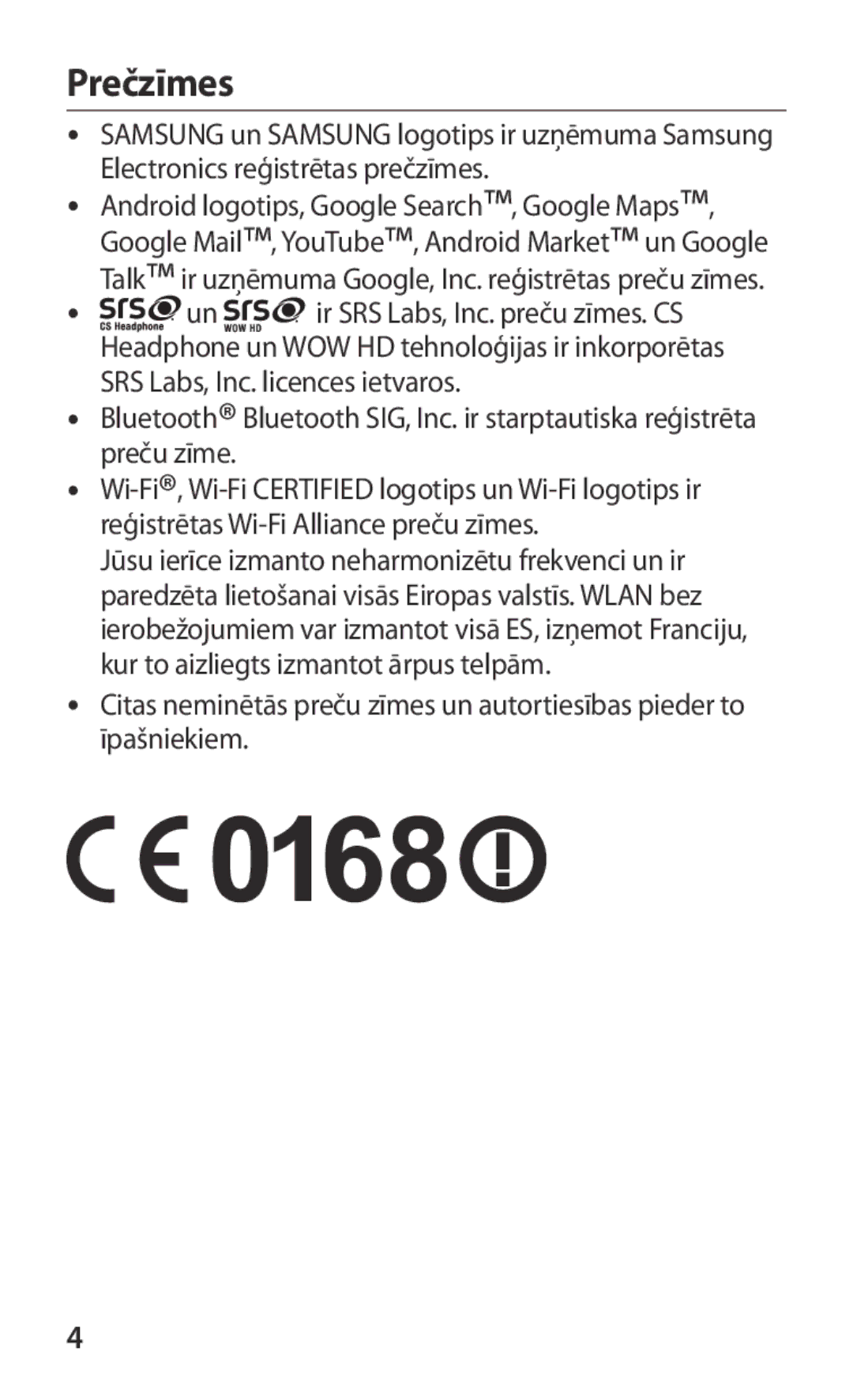 Samsung GT-S5363AAASEB manual Prečzīmes 