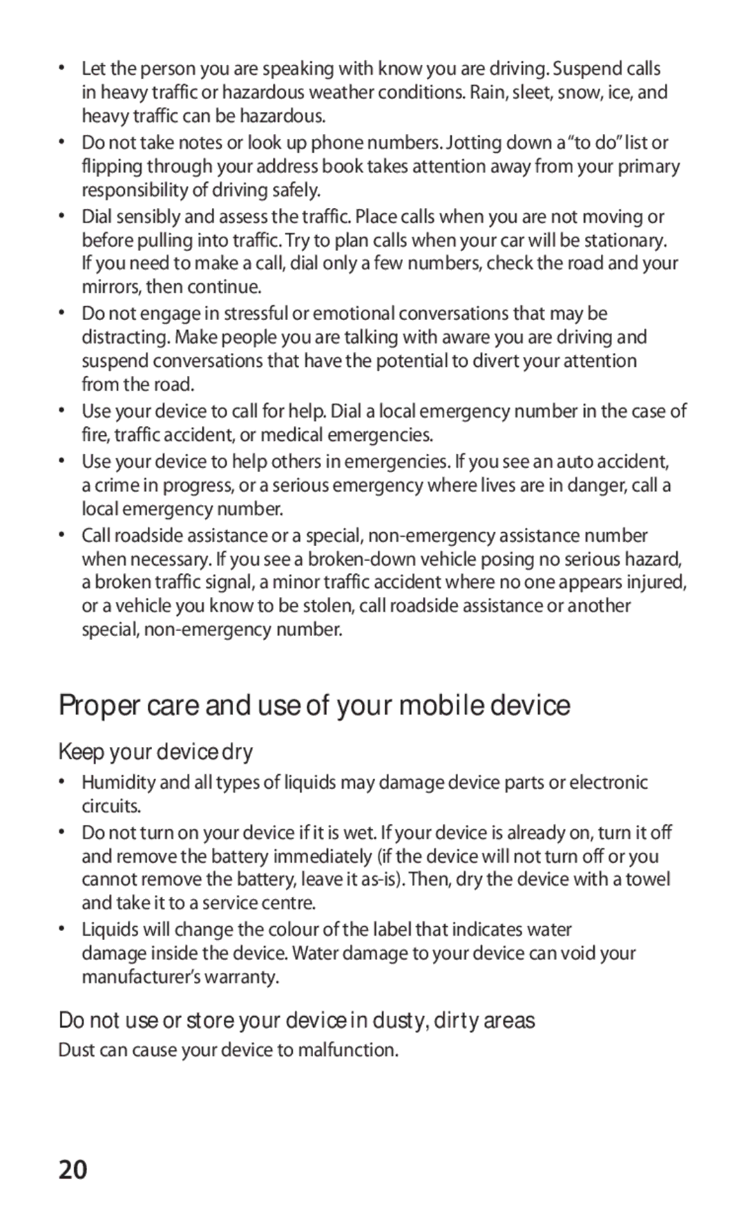 Samsung GT-S5363AAAVIT, GT-S5363AAAVIA manual Keep your device dry, Do not use or store your device in dusty, dirty areas 