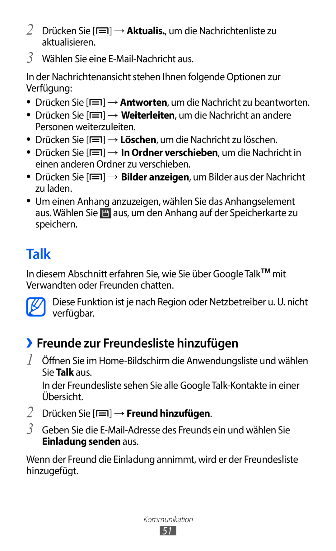 Samsung GT-S5363AAAVIA, GT-S5363AAAVID, GT-S5363AAAVIT manual Talk, ››Freunde zur Freundesliste hinzufügen 