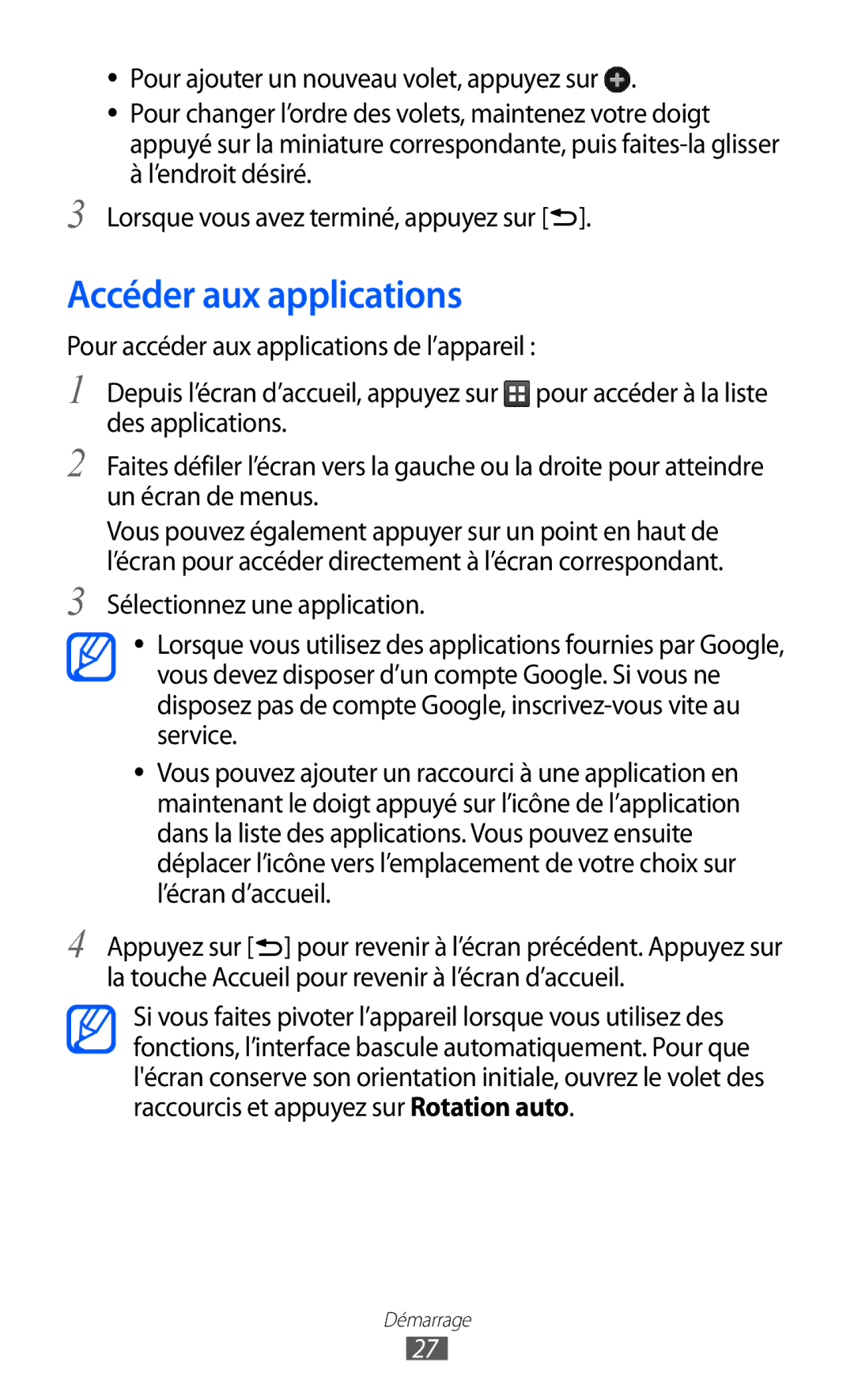 Samsung GT-S5369OIAFTM, GT-S5369MAAVGF, GT-S5369UWAFTM, GT-S5369TKAFTM, GT-S5369TKALPM manual Accéder aux applications 