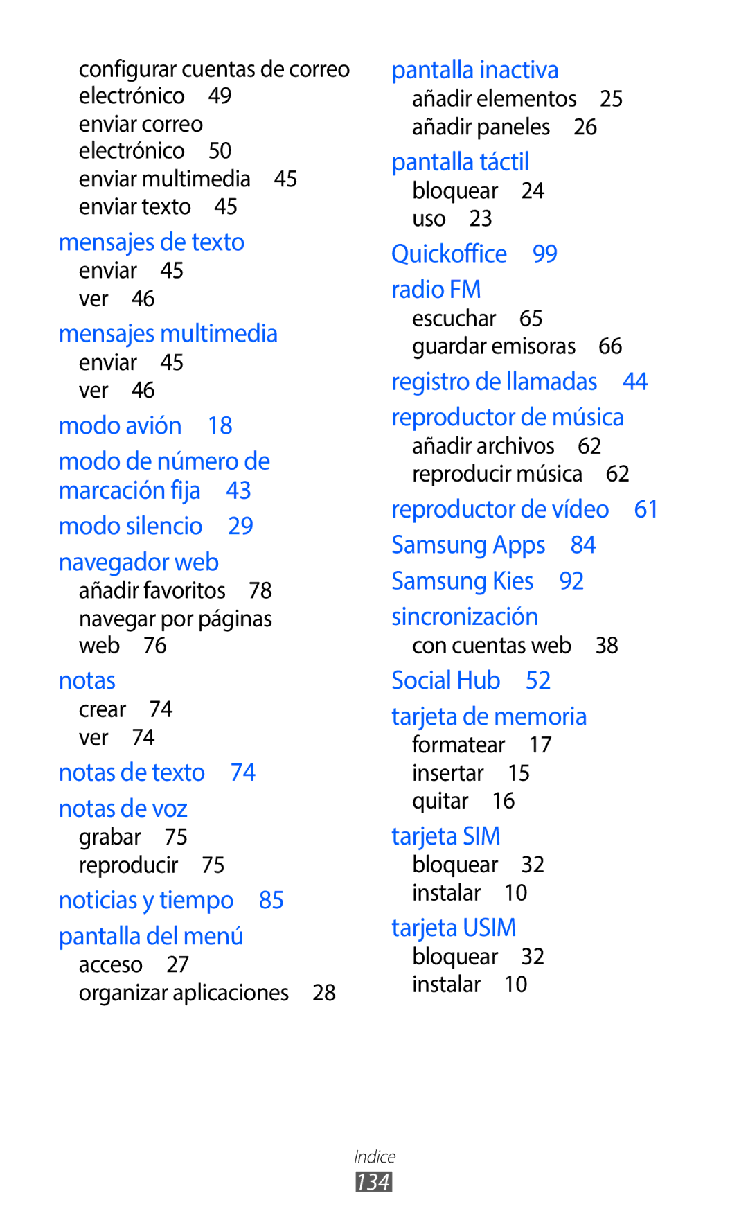 Samsung GT-S5369UWAATL, GT-S5369UWAOMN, GT-S5369MAAATL manual 134 