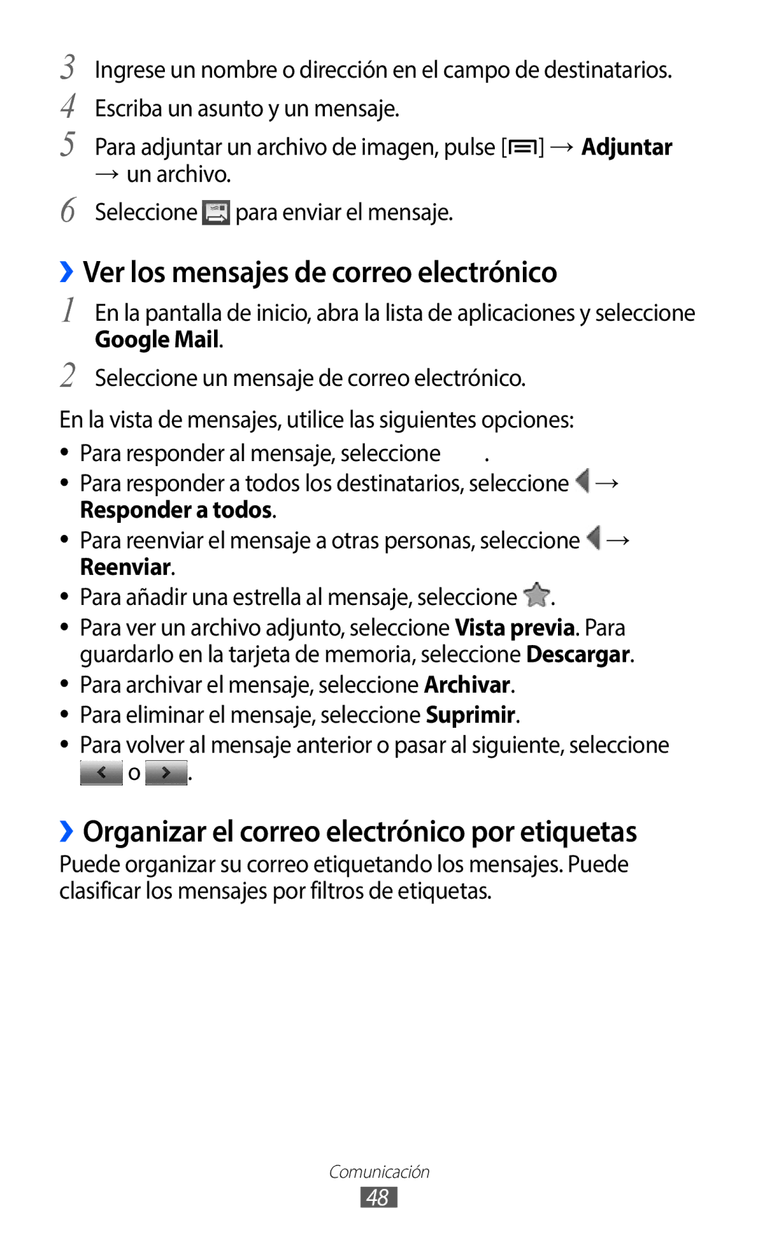 Samsung GT-S5369UWAOMN, GT-S5369MAAATL manual ››Ver los mensajes de correo electrónico, Responder a todos, Reenviar 