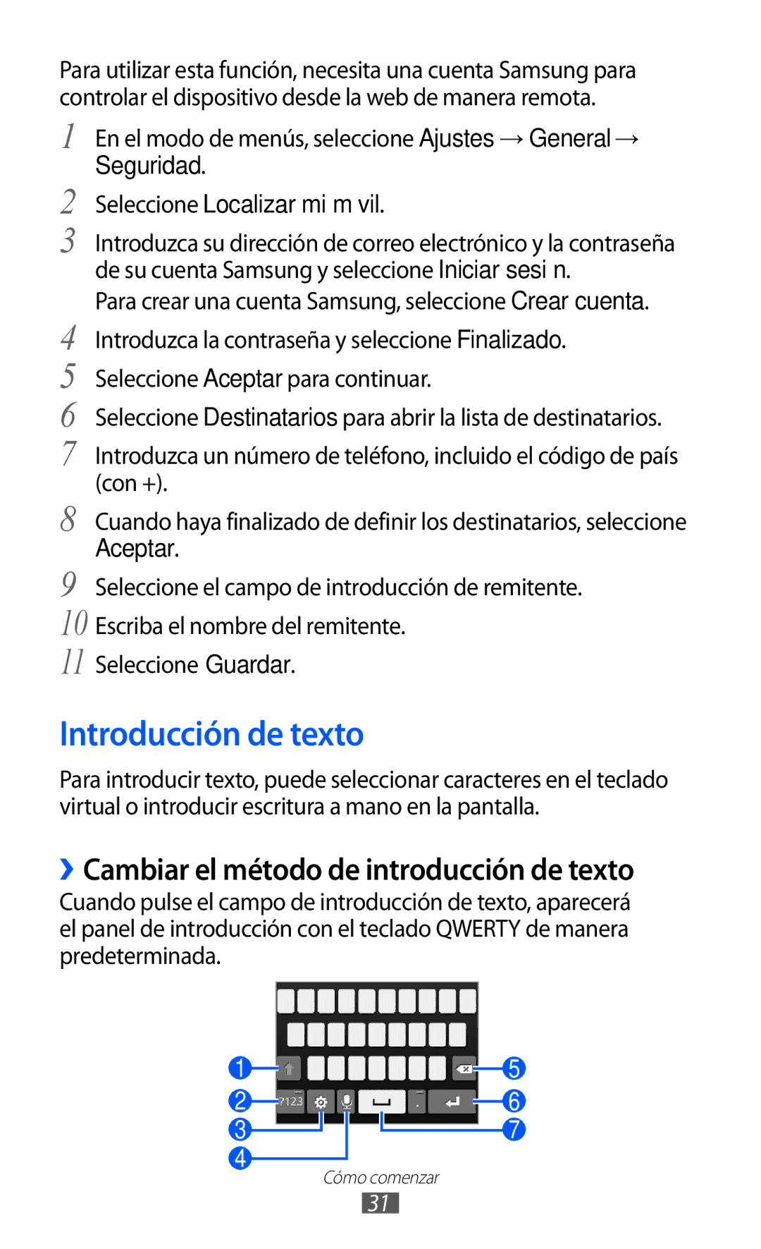 Samsung GT-S5380SSAFOP, GT-S5380SSAPHE manual Introducción de texto, ››Cambiar el método de introducción de texto, Aceptar 