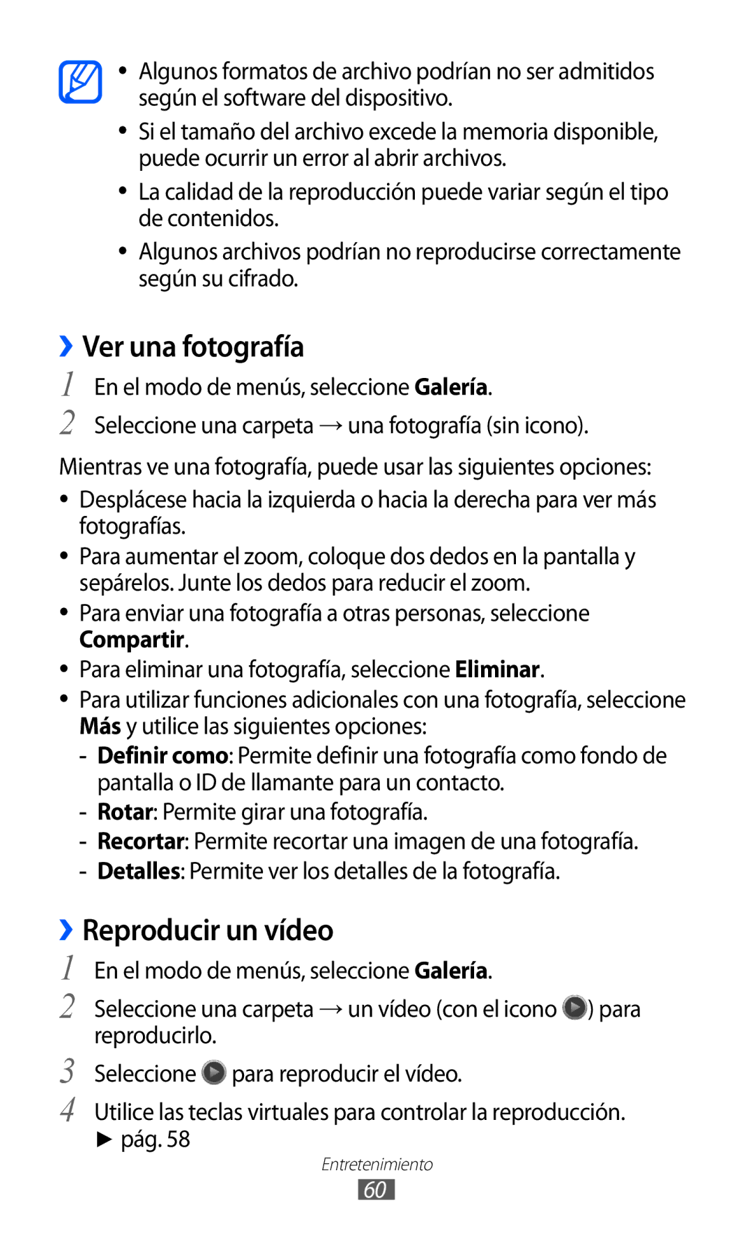 Samsung GT-S5380SSAPHE, GT-S5380SSAFOP, GT-S5380SSDPHE manual ››Ver una fotografía, En el modo de menús, seleccione Galería 