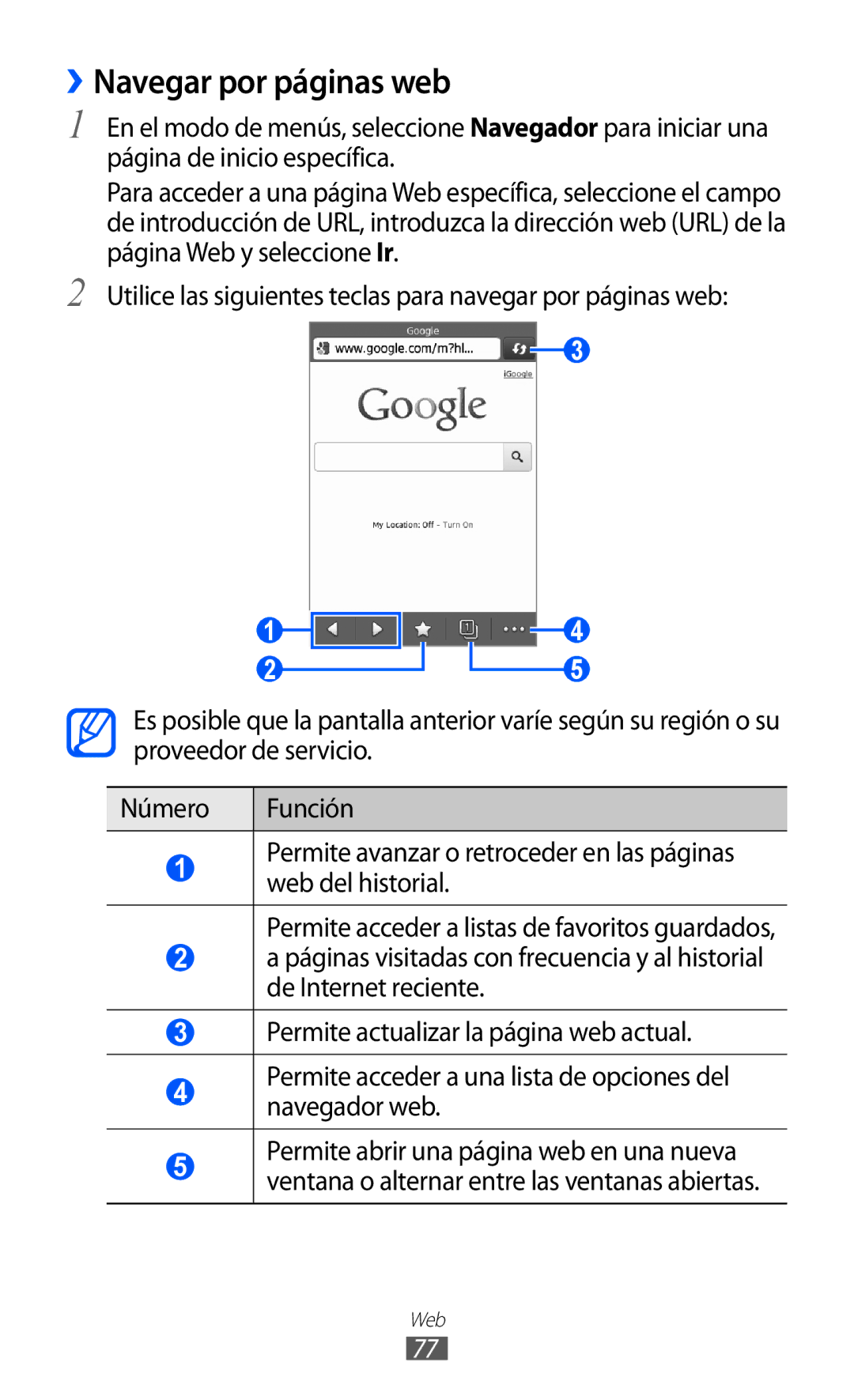 Samsung GT-S5380SSDPHE, GT-S5380SSAPHE, GT-S5380SSAFOP manual ››Navegar por páginas web 