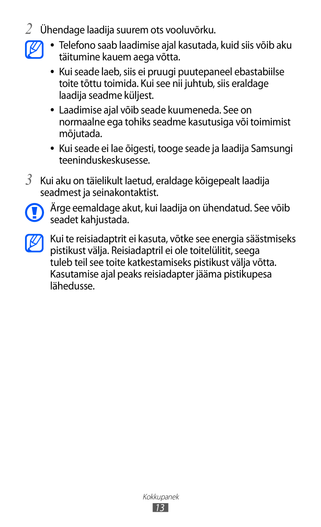 Samsung GT-S5380WRASEB, GT-S5380WRGSEB, GT-S5380SSASEB manual Kokkupanek 