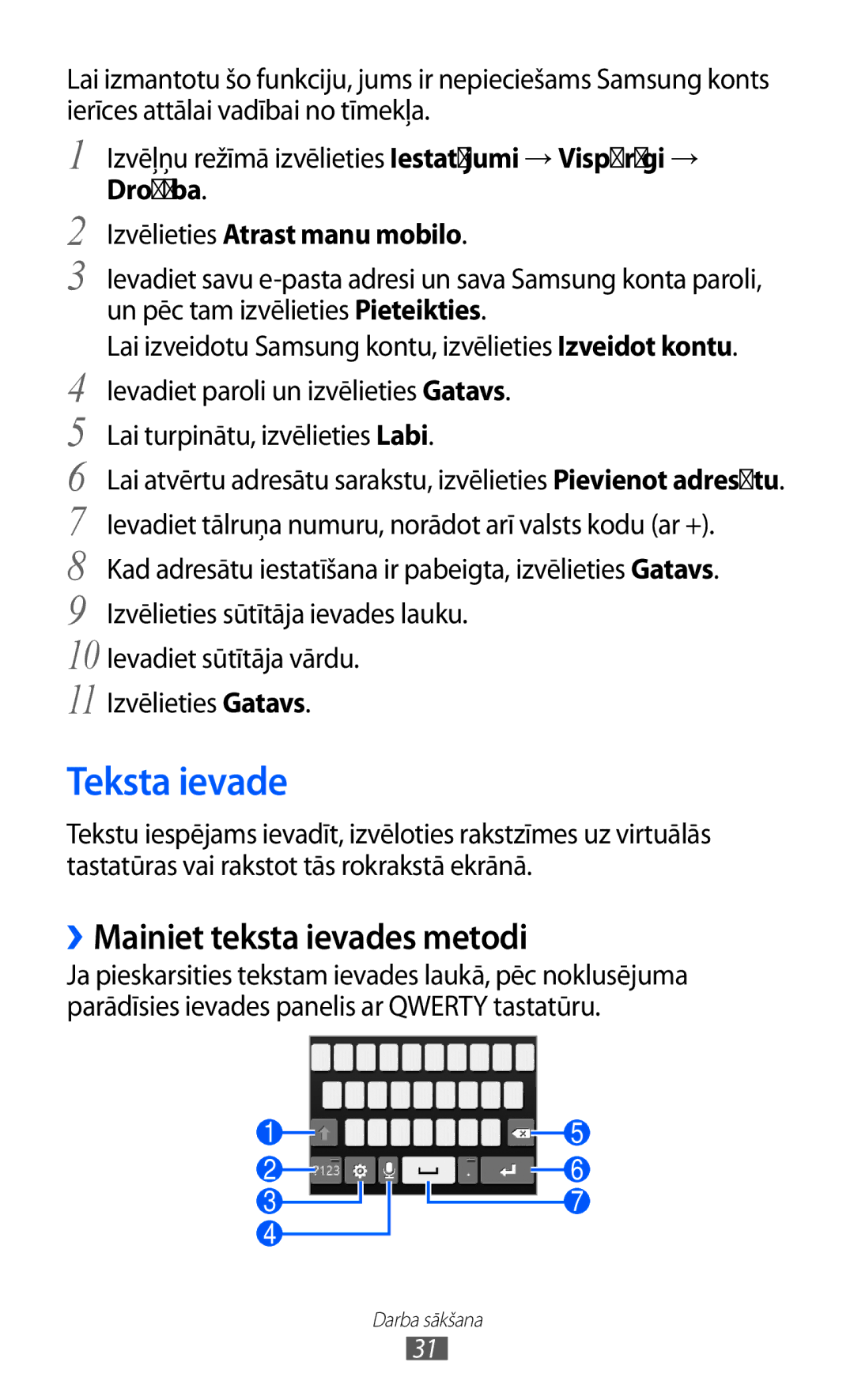 Samsung GT-S5380WRASEB manual Teksta ievade, ››Mainiet teksta ievades metodi, Drošība Izvēlieties Atrast manu mobilo 