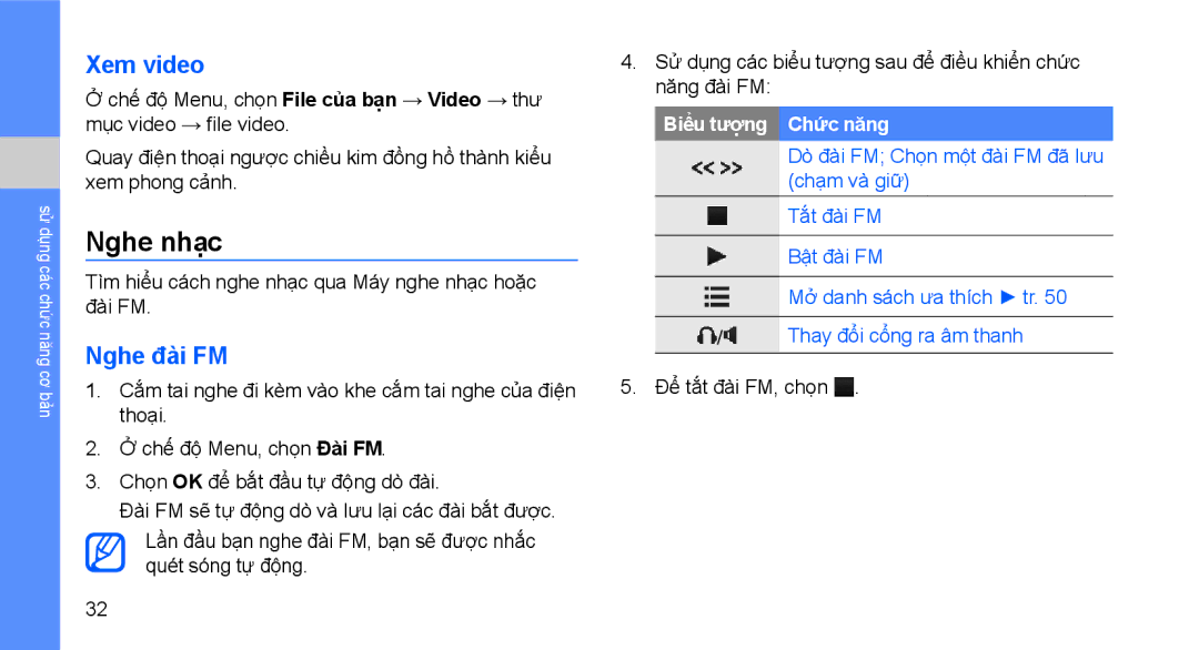 Samsung GT-S5560TIAXXV manual Nghe nhạc, Xem video, Nghe đài FM, Tìm hiểu cách nghe nhạc qua Máy nghe nhạc hoặc đài FM 