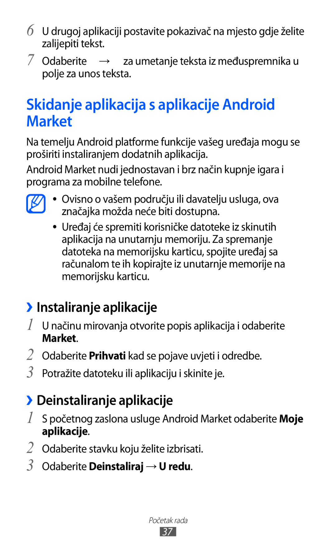 Samsung GT-S5570CWITRA, GT-S5570AAITWO manual Skidanje aplikacija s aplikacije Android Market, ››Instaliranje aplikacije 