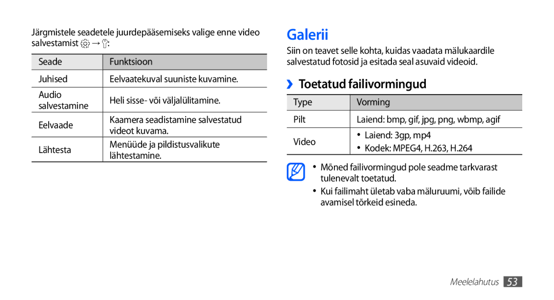 Samsung GT-S5570CWASEB, GT-S5570CWAOMT, GT-S5570EGASEB, GT-S5570EGAOMT, GT-S5570AAASEB Galerii, ››Toetatud failivormingud 