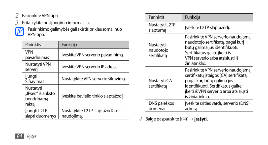 Samsung GT-S5570AAASEB, GT-S5570CWAOMT, GT-S5570EGASEB, GT-S5570EGAOMT, GT-S5570CWASEB manual → Įrašyti 