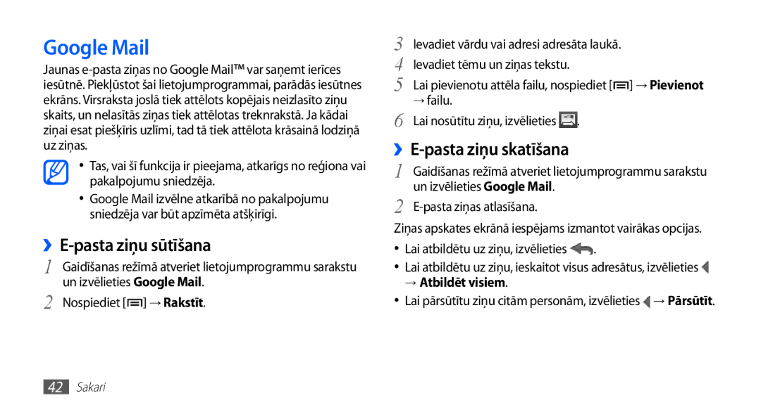 Samsung GT-S5570EGAOMT, GT-S5570CWAOMT Google Mail, ››E-pasta ziņu sūtīšana, ››E-pasta ziņu skatīšana, → Atbildēt visiem 