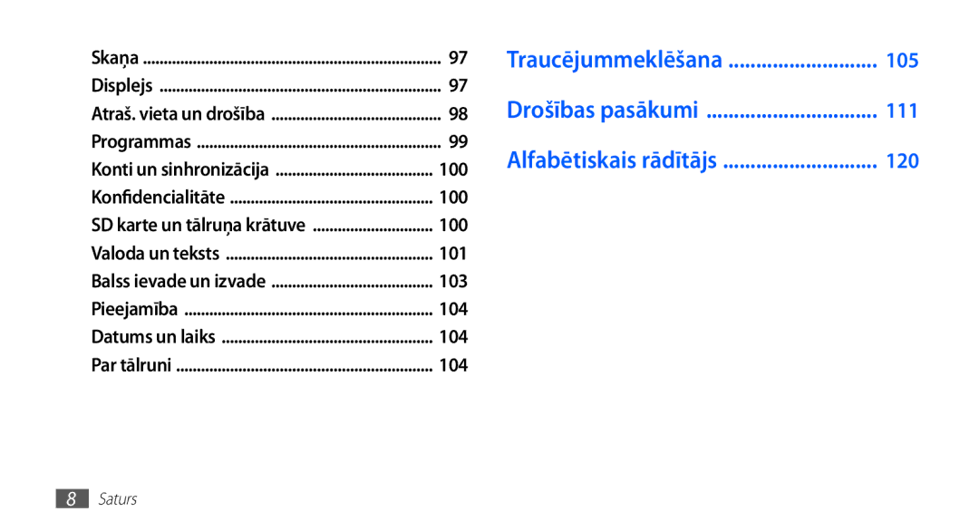 Samsung GT-S5570CWASEB, GT-S5570CWAOMT, GT-S5570EGASEB, GT-S5570EGAOMT, GT-S5570AAASEB manual 105 