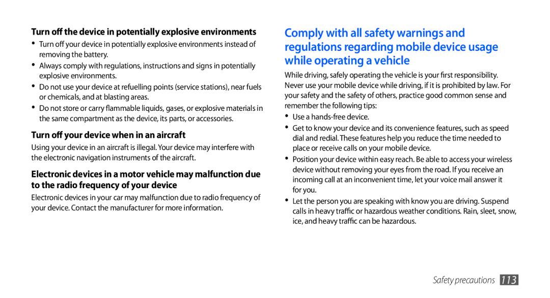 Samsung GT-S5570AAATHR, GT-S5570CWAVDR, GT-S5570AAAXEG, GT-S5570AAADBT manual Turn off your device when in an aircraft 