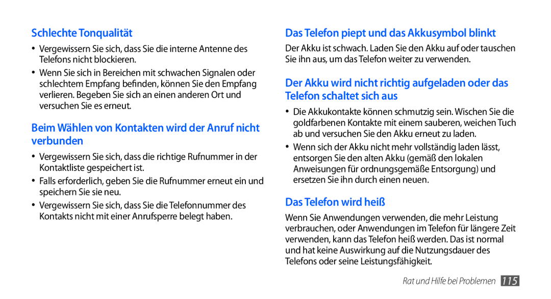 Samsung GT-S5570AAAVD2, GT-S5570CWAVDR, GT-S5570AAAXEG, GT-S5570AAADBT, GT-S5570CWAATO, GT-S5570CWATMN Schlechte Tonqualität 