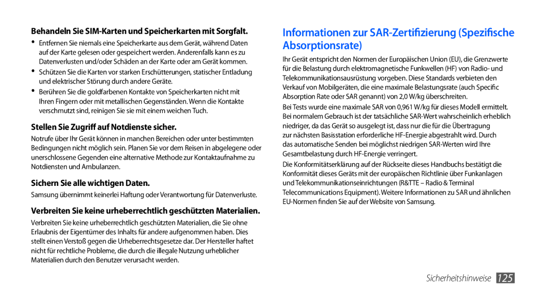 Samsung GT-S5570AAATUR, GT-S5570CWAVDR, GT-S5570AAAXEG, GT-S5570AAADBT manual Stellen Sie Zugriff auf Notdienste sicher 