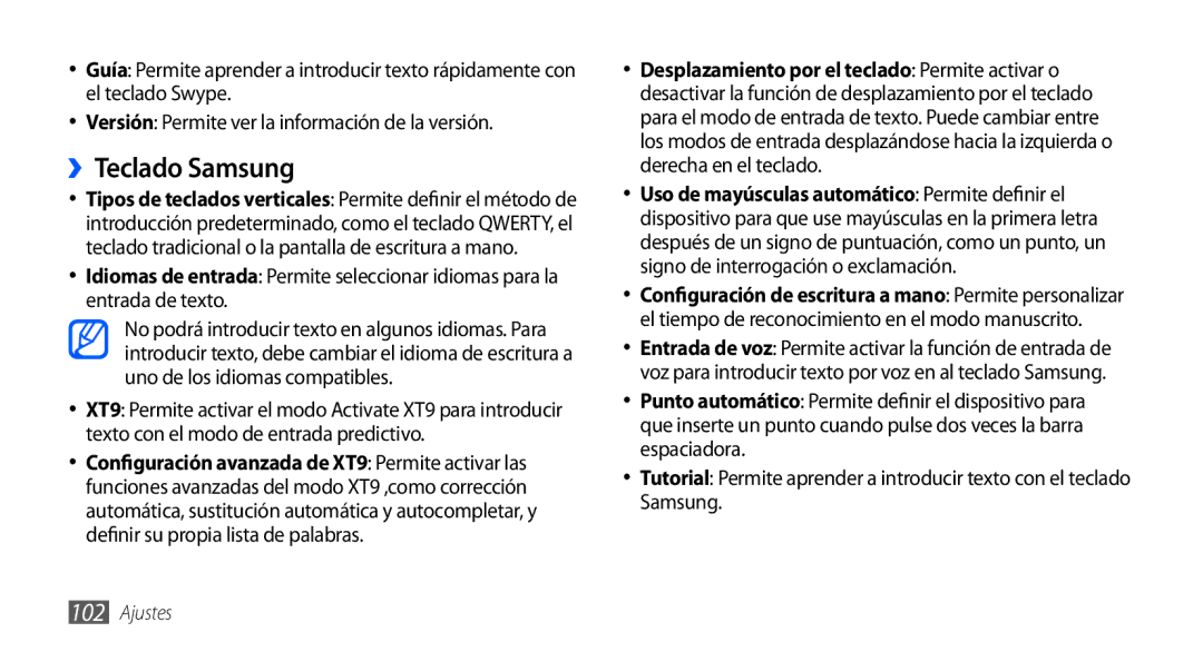 Samsung GT-S5570CWAFOP, GT-S5570CWAYOG, GT-S5570AAAXSO, GT-S5570AAAYOG, GT-S5570CWAATL, GT-S5570EGAATL manual ››Teclado Samsung 