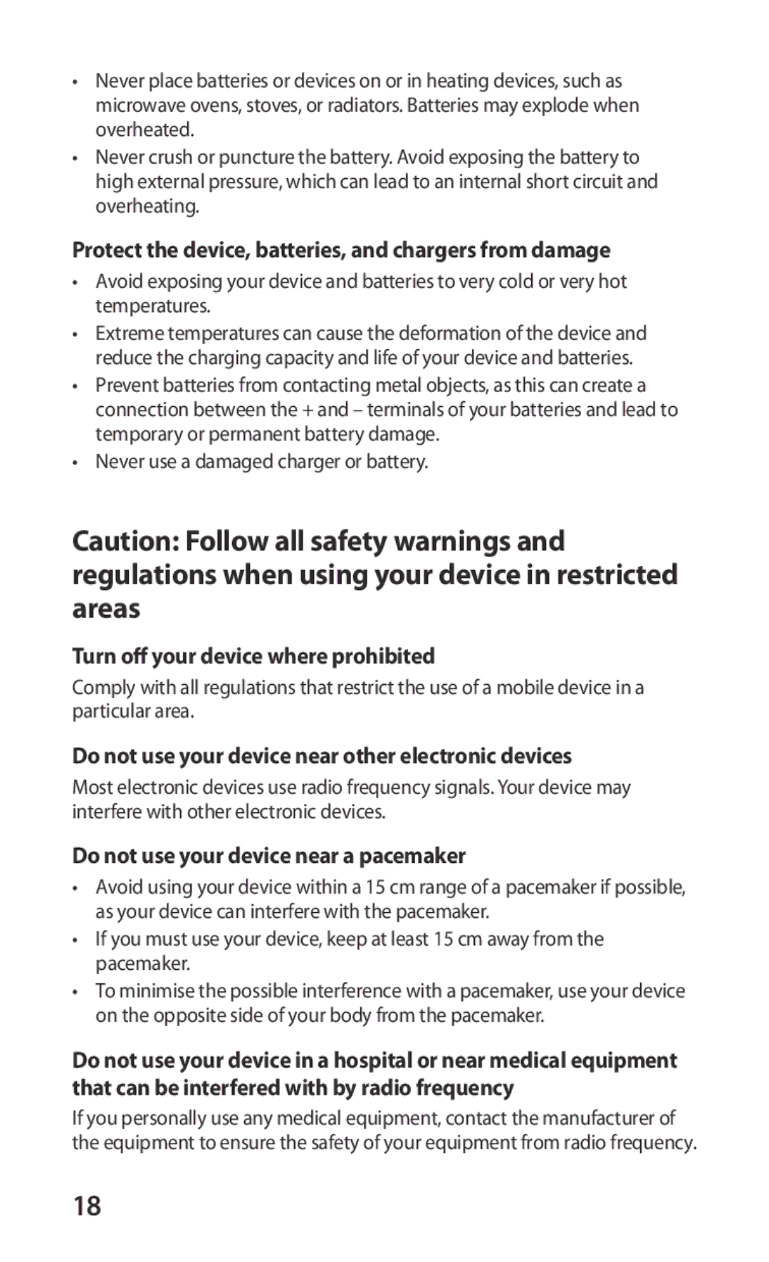 Samsung GT-S5570AAITUR Protect the device, batteries, and chargers from damage, Turn off your device where prohibited 