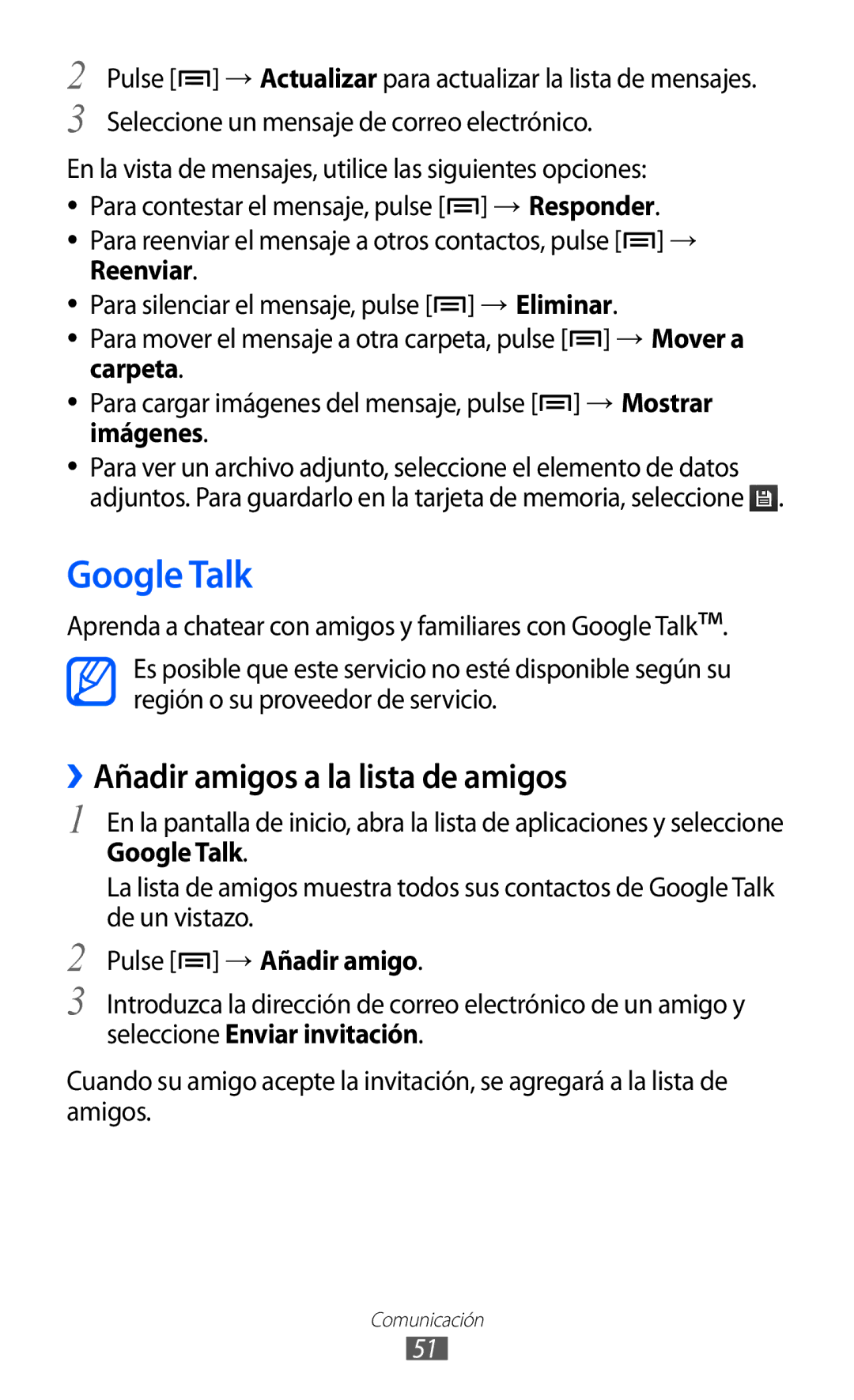 Samsung GT-S5570AAIATL, GT-S5570CWITMN, GT-S5570MOIATL, GT-S5570MAIATL Google Talk, ››Añadir amigos a la lista de amigos 