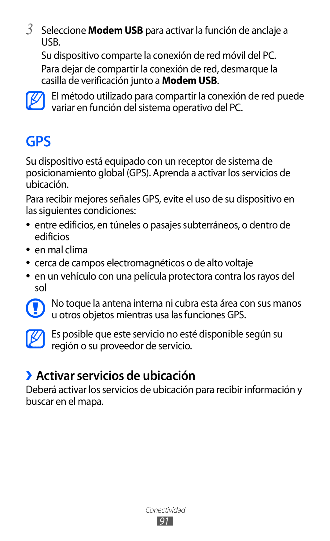 Samsung GT-S5570CWIAMN, GT-S5570CWITMN, GT-S5570MOIATL, GT-S5570MAIATL, GT-S5570CWIYOG Gps, ››Activar servicios de ubicación 