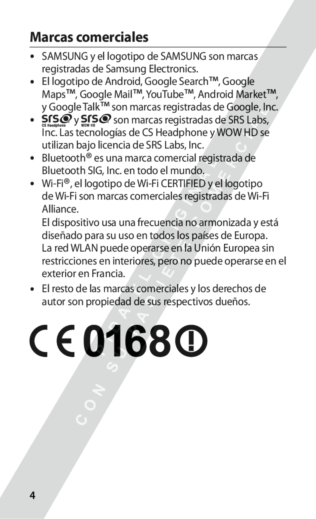 Samsung GT-S5570CWIPHE, GT-S5570CWITMN, GT-S5570MOIATL, GT-S5570MAIATL, GT-S5570CWIYOG, GT-S5570AAIXEC manual Marcas comerciales 