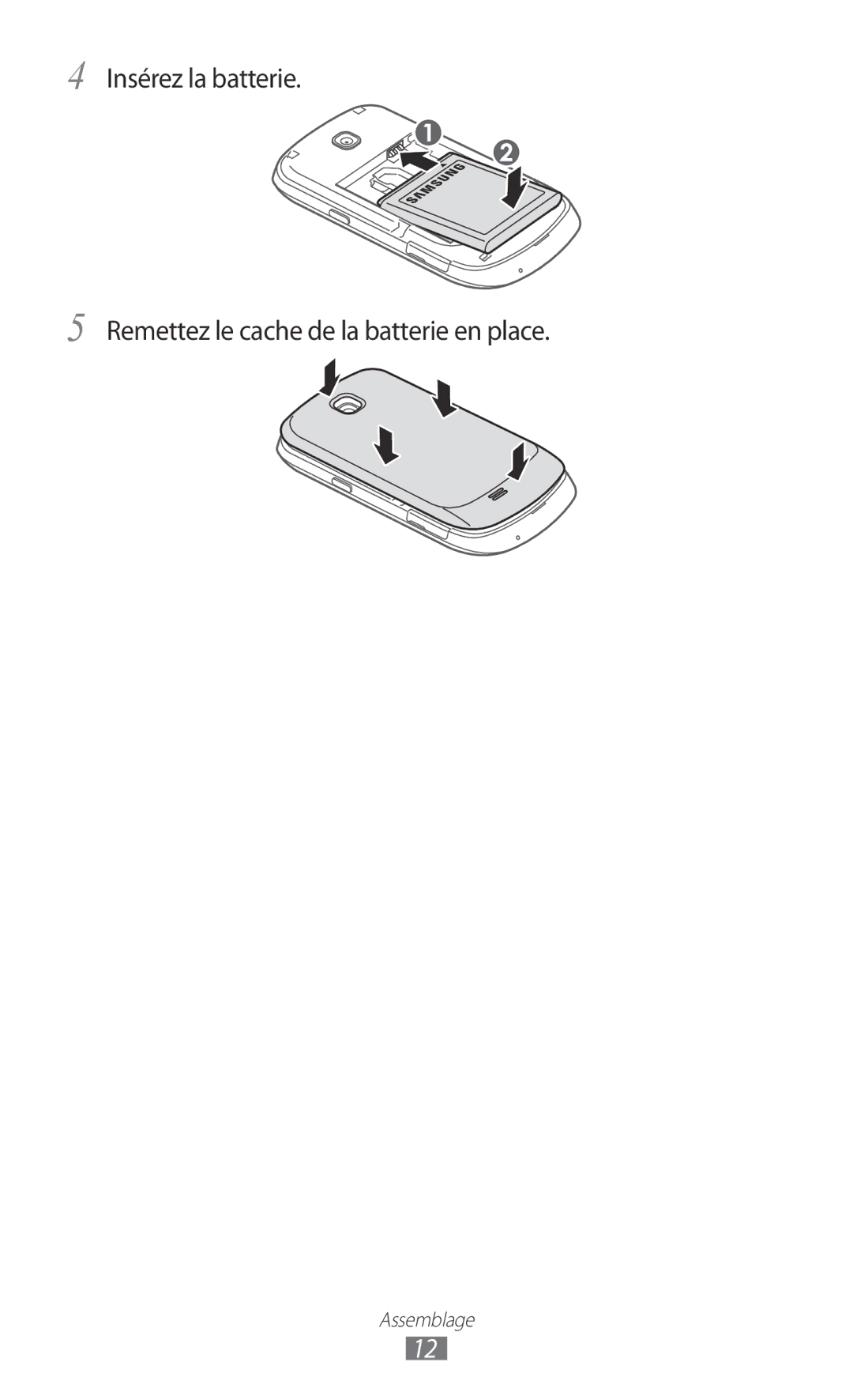 Samsung GT-S5570AAIXEF, GT-S5570CWIXEF, GT-S5570CWIVGF, GT-S5570AAINRJ, GT-S5570AAIBOG, GT-S5570AAISFR manual Assemblage 