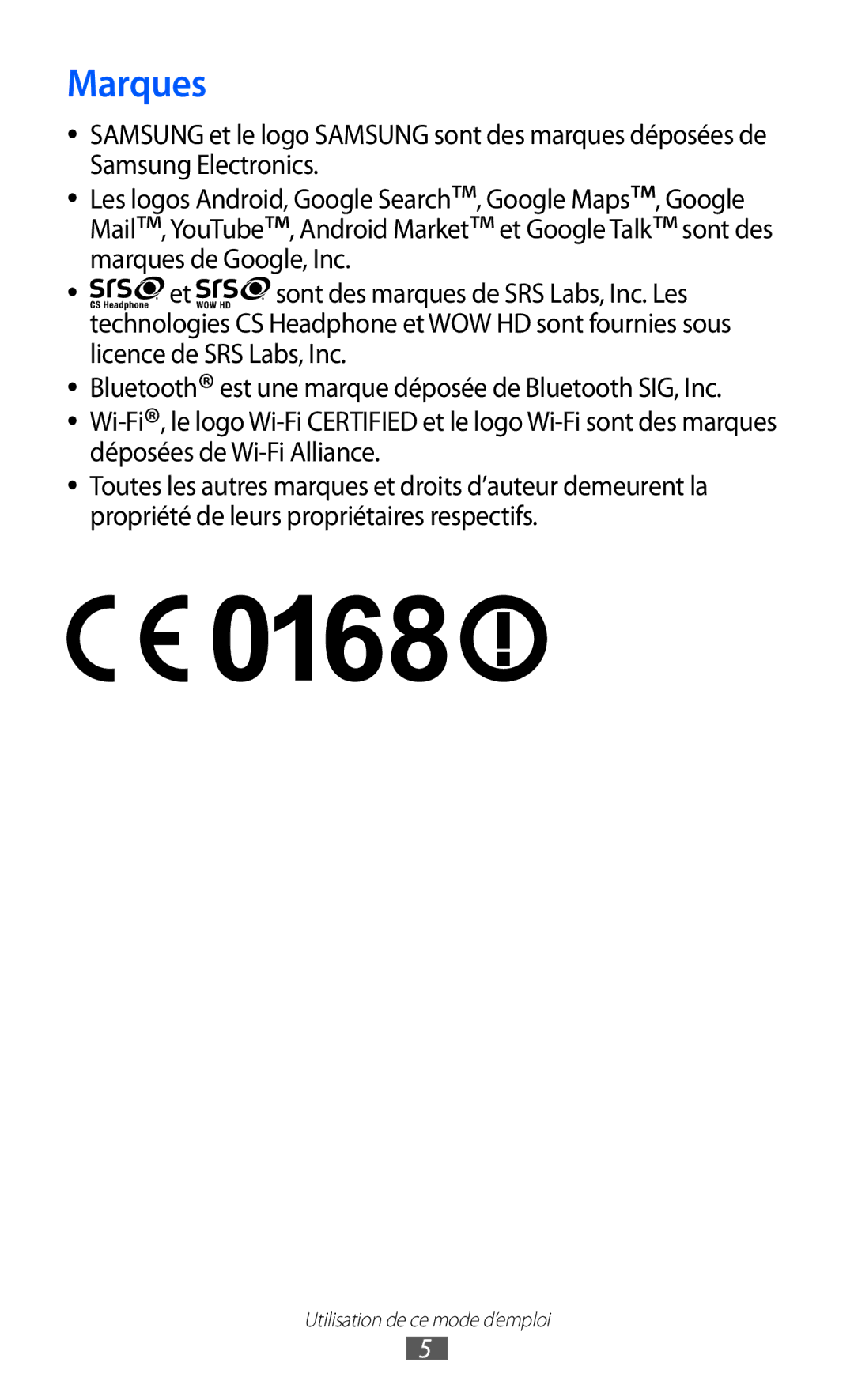 Samsung GT-S5570AAISFR, GT-S5570CWIXEF, GT-S5570CWIVGF, GT-S5570AAINRJ, GT-S5570AAIBOG, GT-S5570AAIXEF, GT-S5570AAILPM Marques 