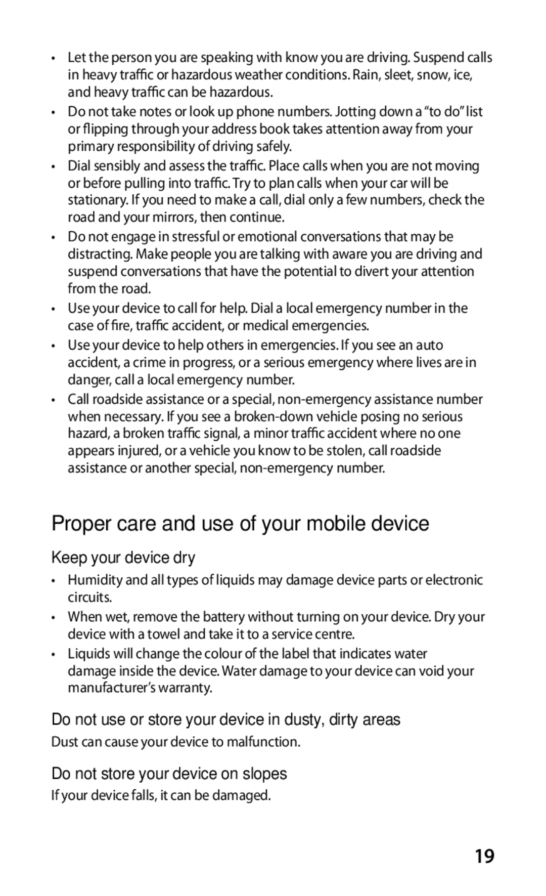 Samsung GT-S5570CWASER, GT-S5570EGASER manual Keep your device dry, Do not use or store your device in dusty, dirty areas 