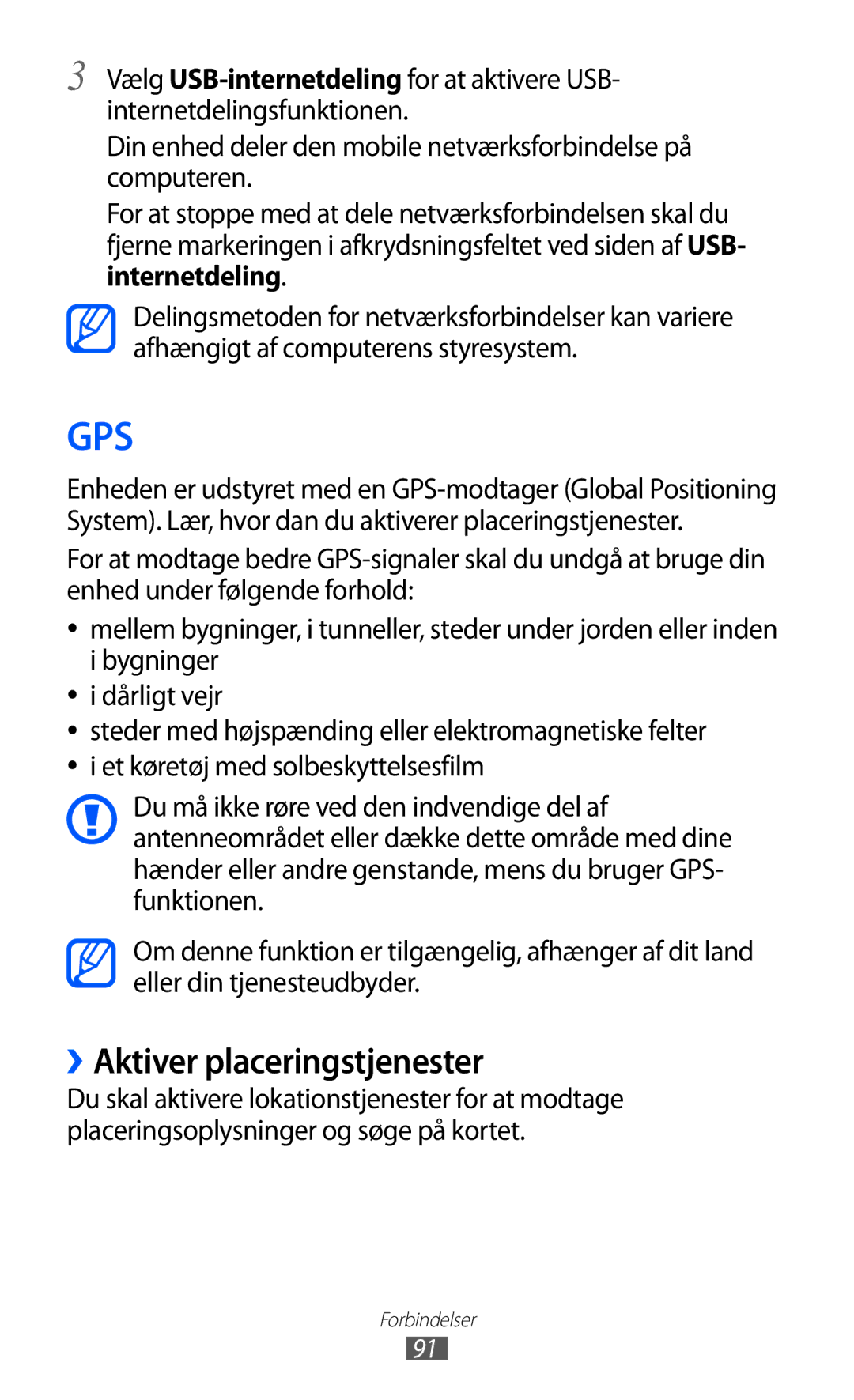 Samsung GT-S5570CWINEE, GT-S5570MAINEE, GT-S5570AAINEE, GT-S5570MOINEE, GT-S5570EGINEE Gps, ››Aktiver placeringstjenester 