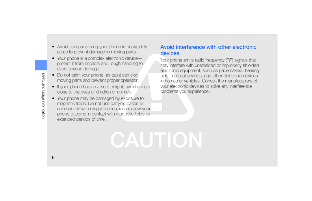 Samsung GT-S5600IVAFTM, GT-S5600TKVVD2, GT-S5600PWVVD2, GT-S5600HAADTM manual Avoid interference with other electronic devices 