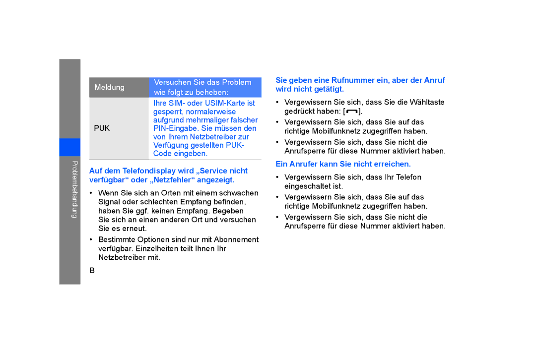 Samsung GT-S5600TKVVD2, GT-S5600PWVVD2, GT-S5600HAADTM manual Vergewissern Sie sich, dass Sie die Wähltaste gedrückt haben 