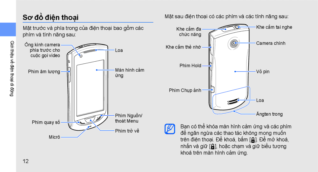 Samsung GT-S5620PIAXXV, GT-S5620CWAXXV, GT-S5620DAAXEV, GT-S5620DAAXXV, GT-S5620DKAXXV, GT-S5620PWAXXV manual Sơ đồ điện thoại 