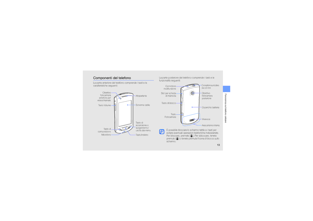 Samsung GT-S5620DAAOMN, GT-S5620DAAHUI, GT-S5620DKATIM, GT-S5620DAATIM, GT-S5620CWATIM, GT-S5620KOATIM Componenti del telefono 